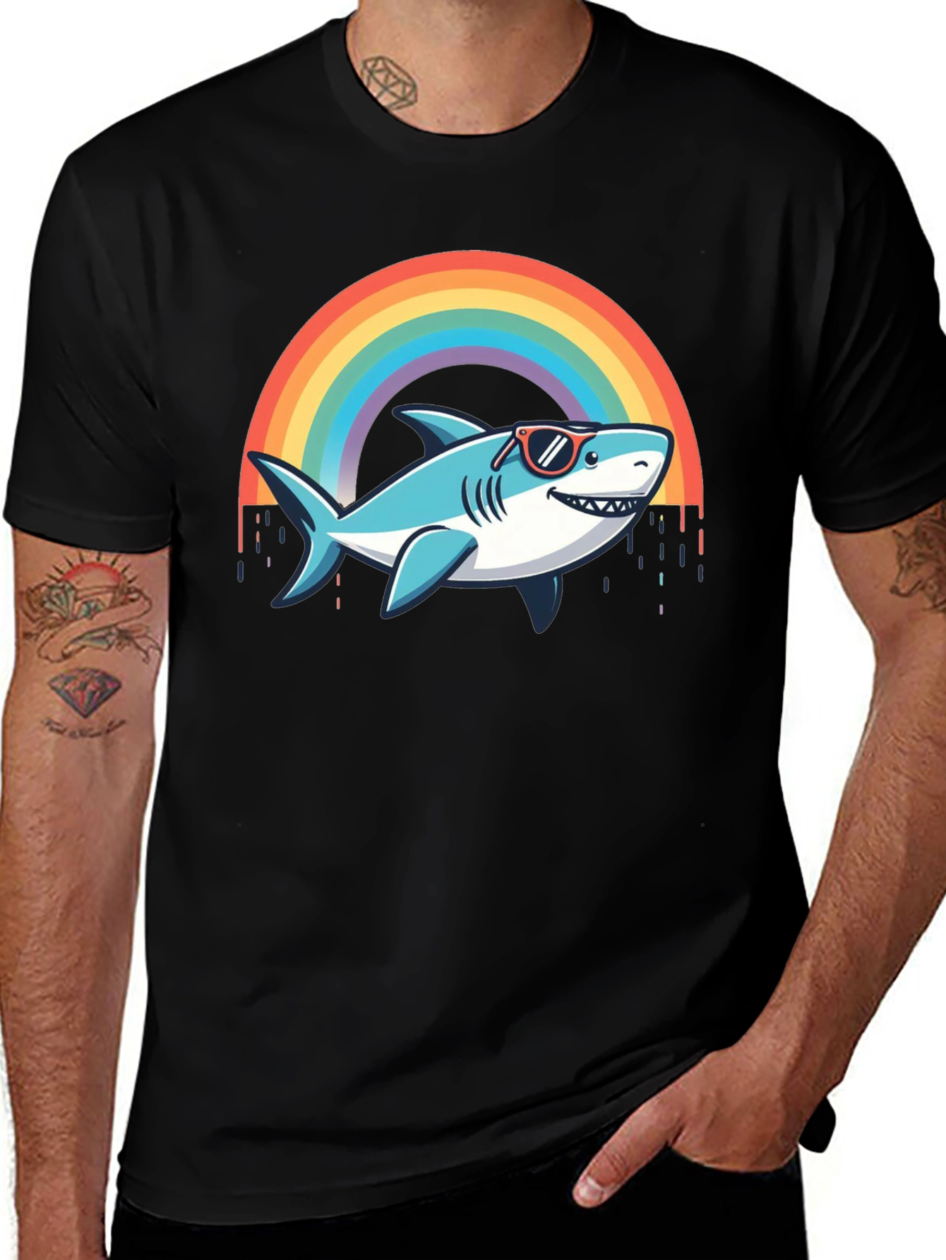 Variant 9 of Rainbow Shark T-Shirt - Summer Vibes