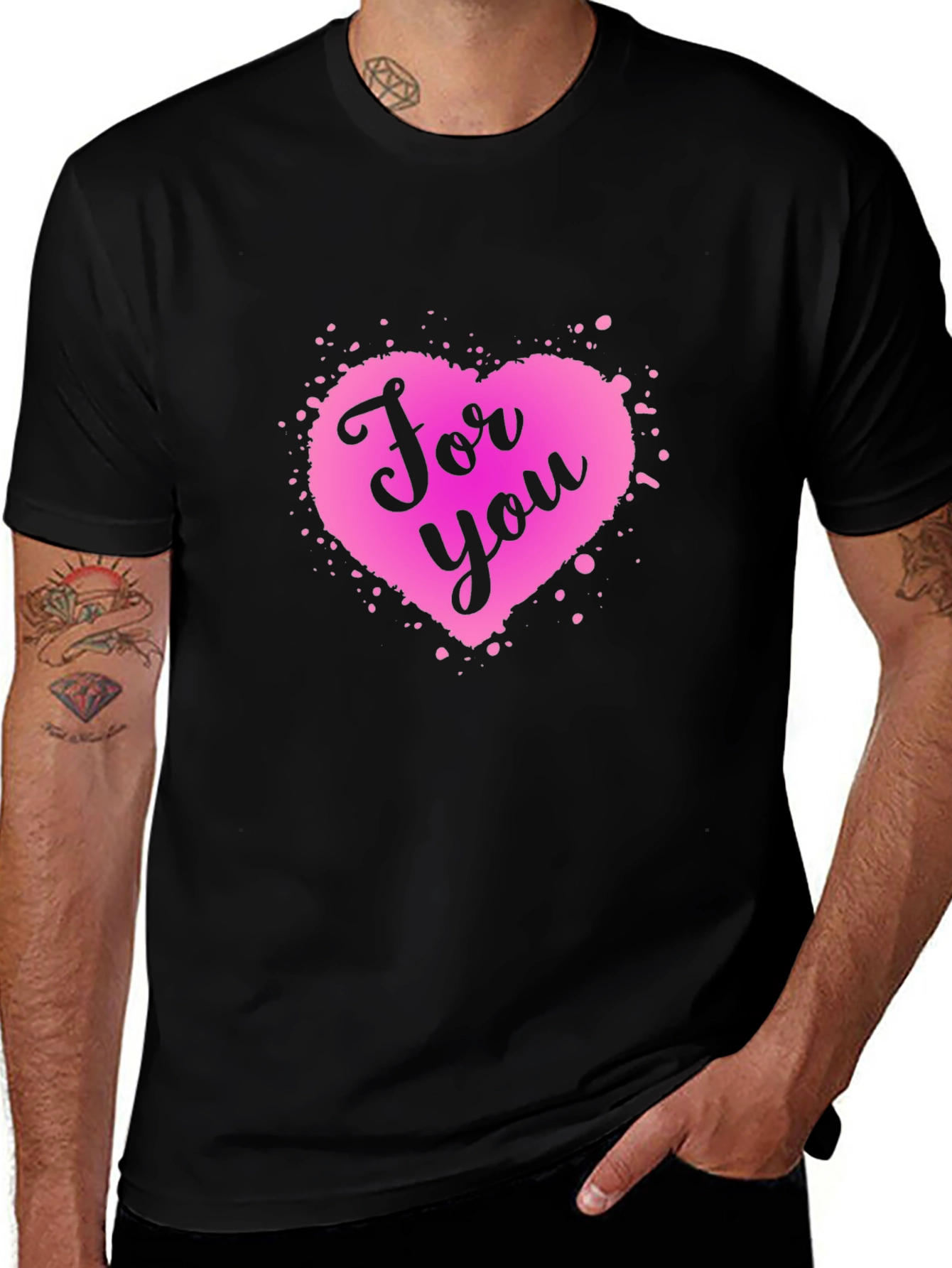 Variant 9 of For You Heart Graphic Black T-Shirt