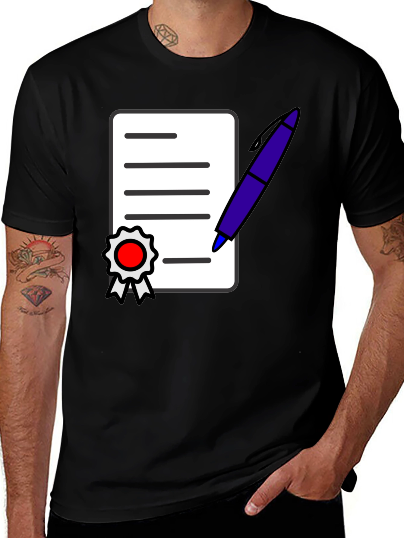 Variant 27 of Black T-Shirt with Graphic Contract Design