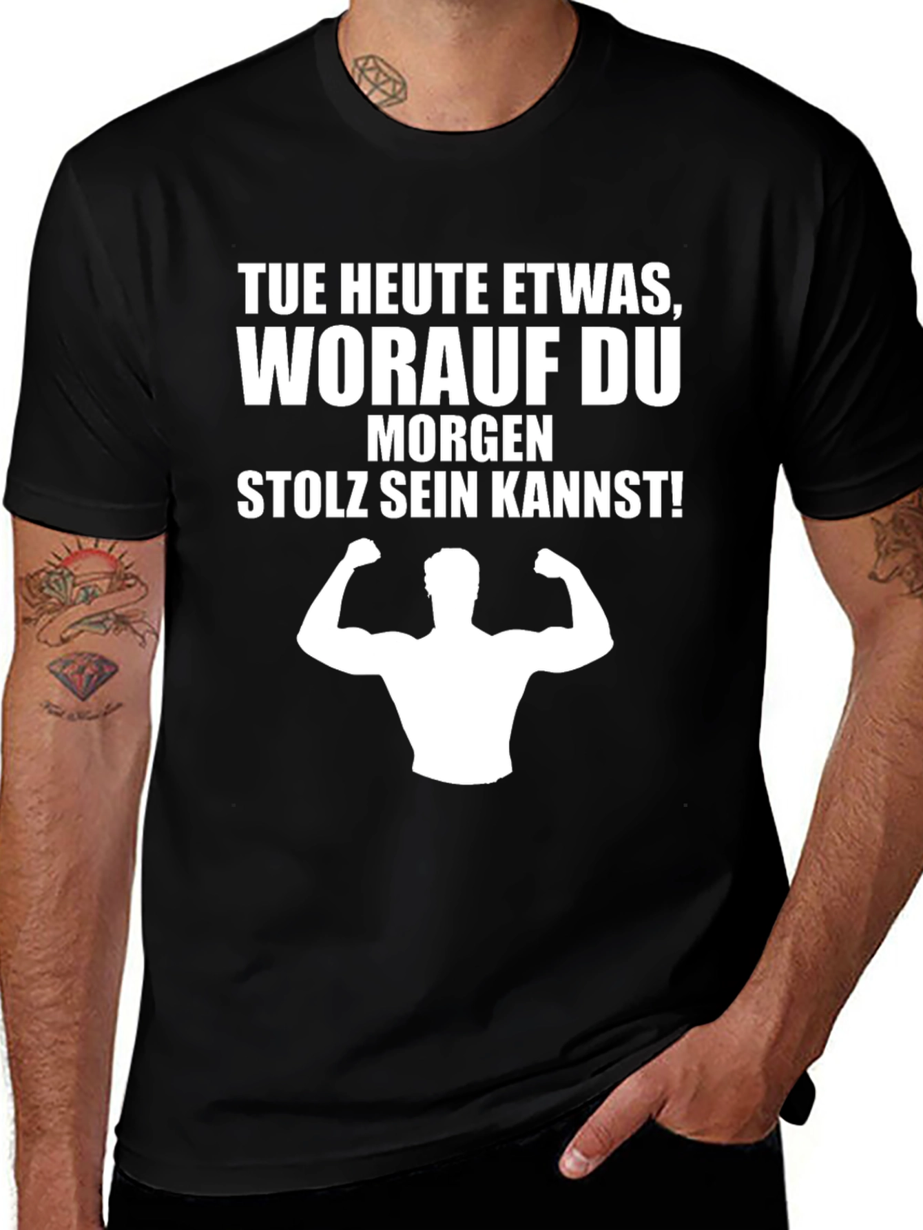 Variant 8 of Motivational German T-Shirt - Gym Bodybuilder Design