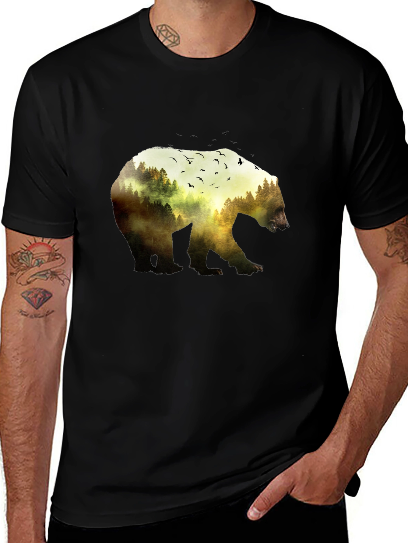 Variant 9 of Nature Bear Graphic T-Shirt - Black