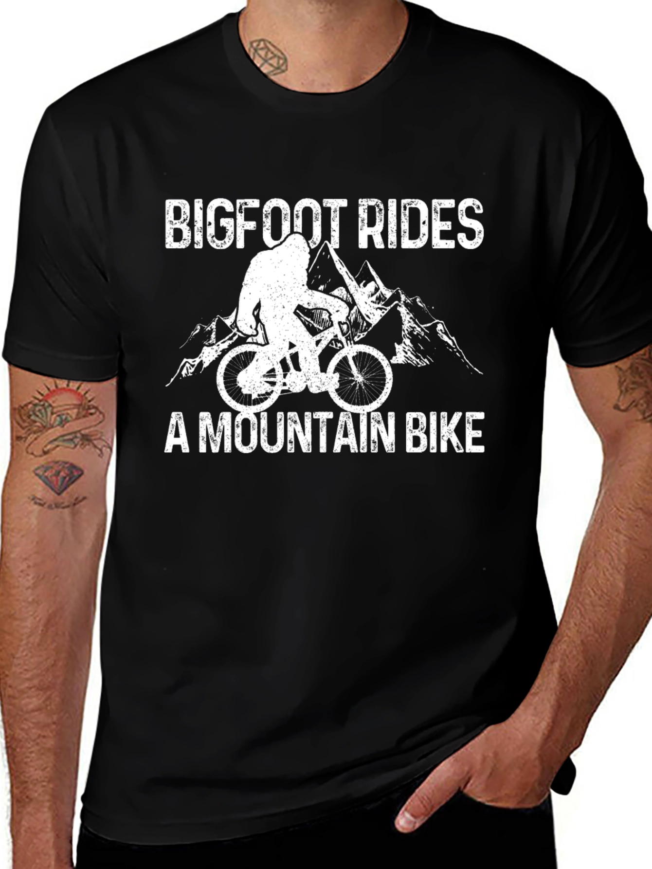 Variant 26 of Bigfoot Rides A Mountain Bike Graphic T-Shirt