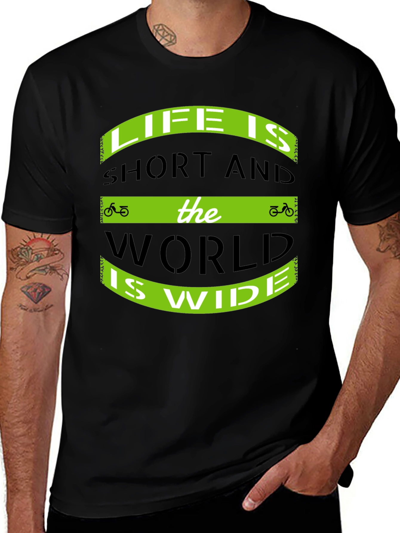Variant 5 of Life Is Short T-Shirt - Biking Adventure Tee