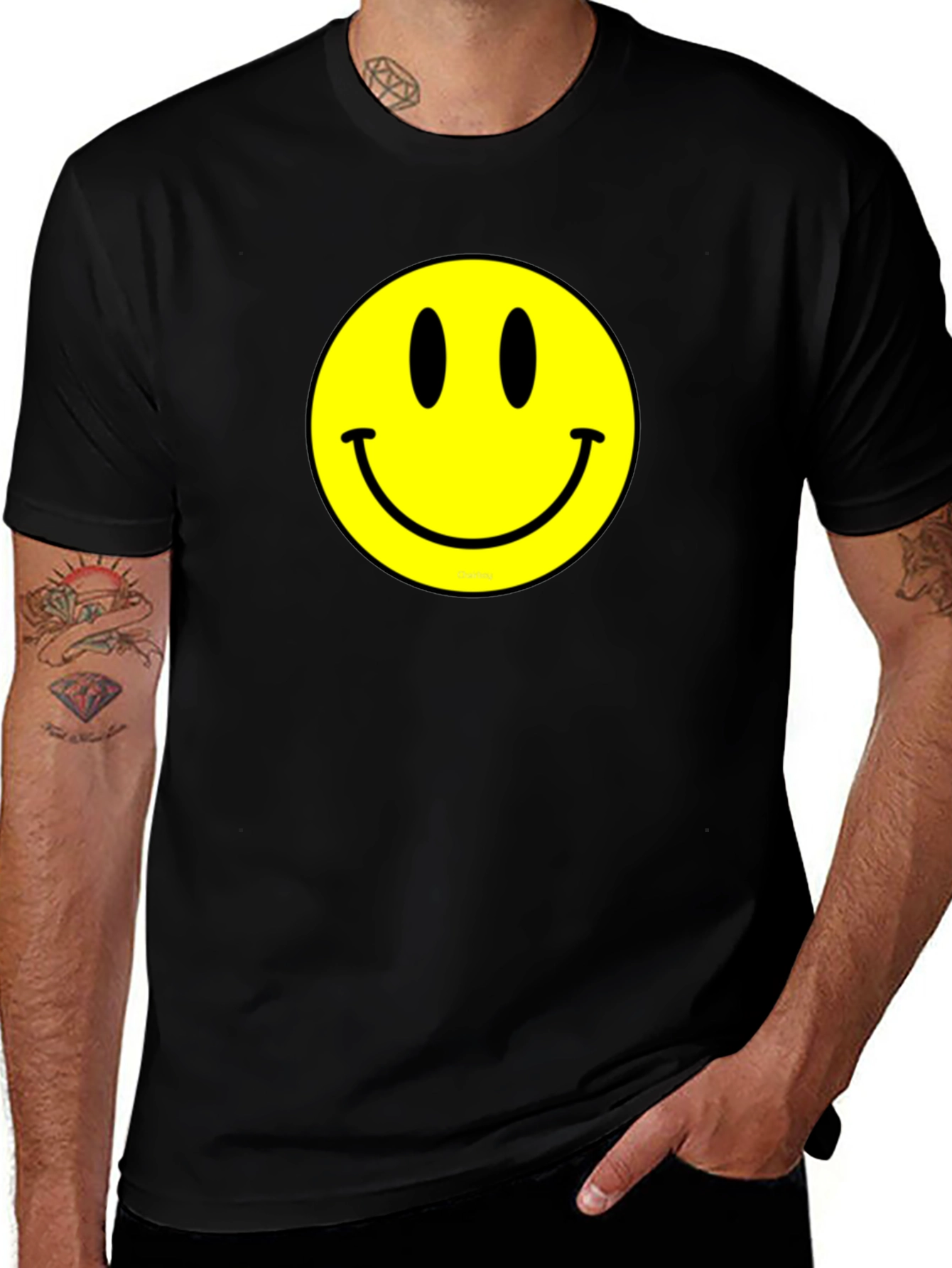 Variant 22 of Classic Smiley Face Graphic Tee - Black
