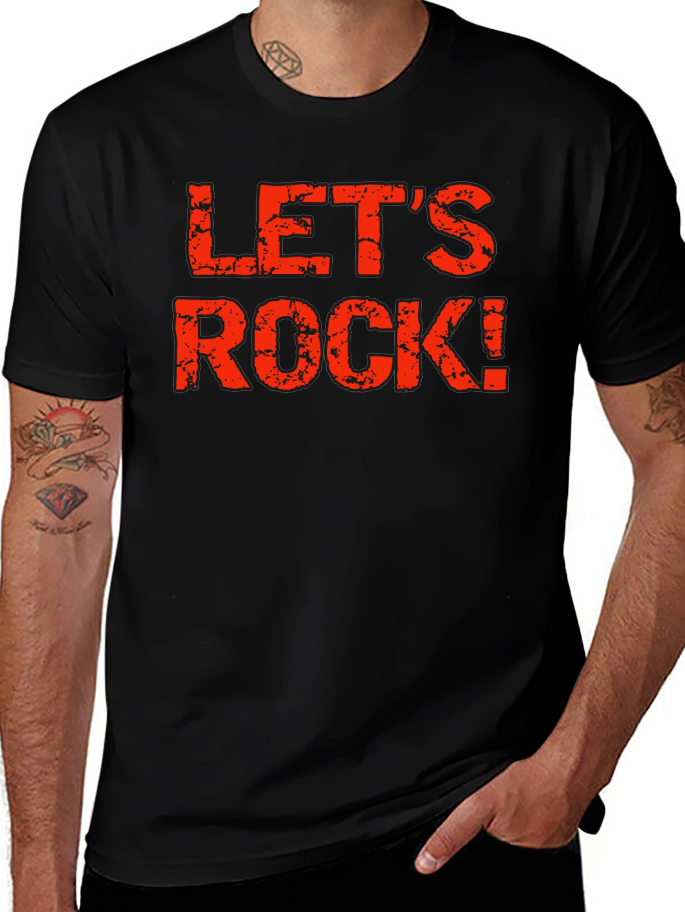 Variant 19 of Let's Rock Graphic T-Shirt - Black Cotton Tee