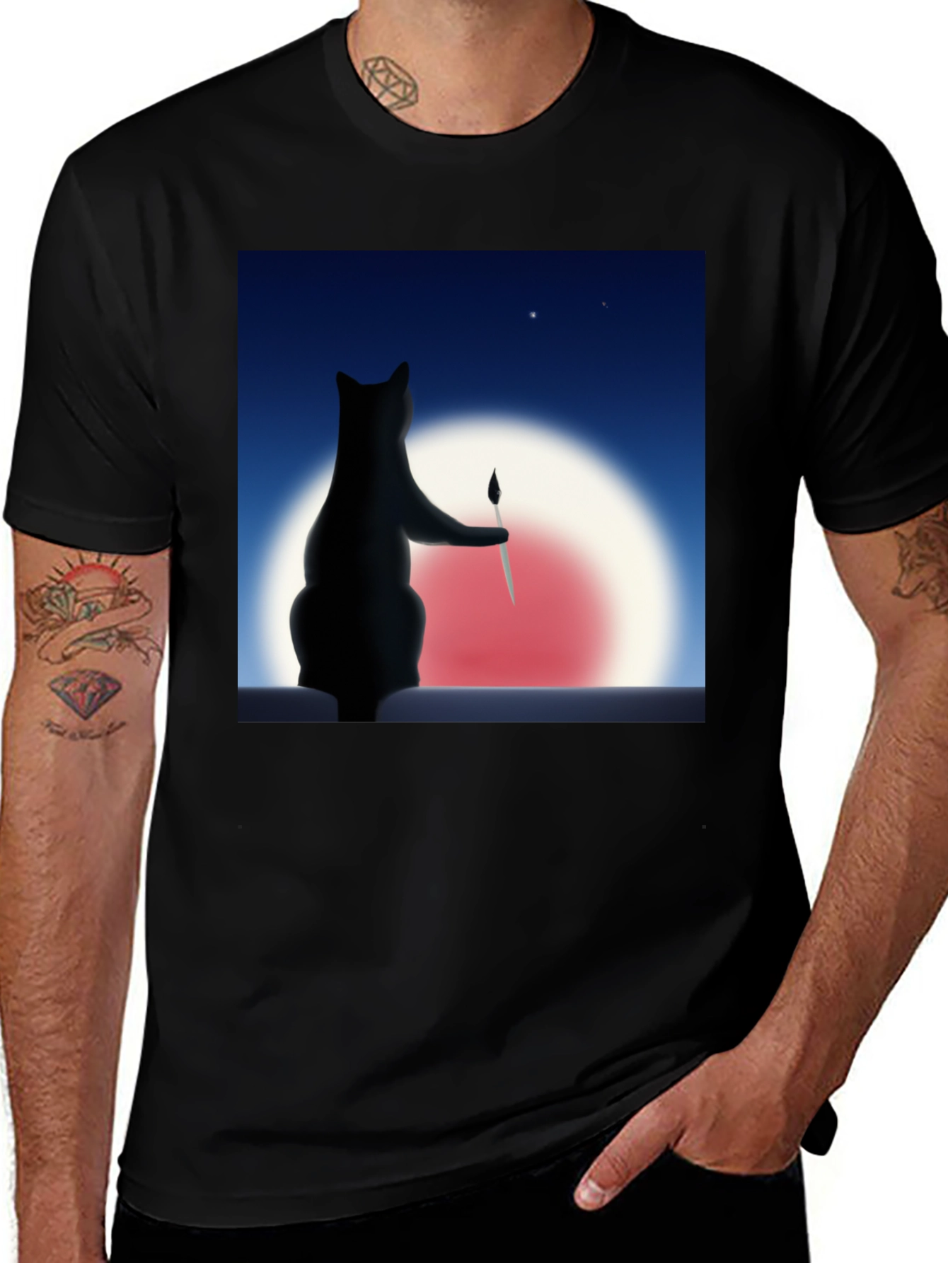 Variant 22 of Cat Painter Graphic Tee - Artistic Comfort