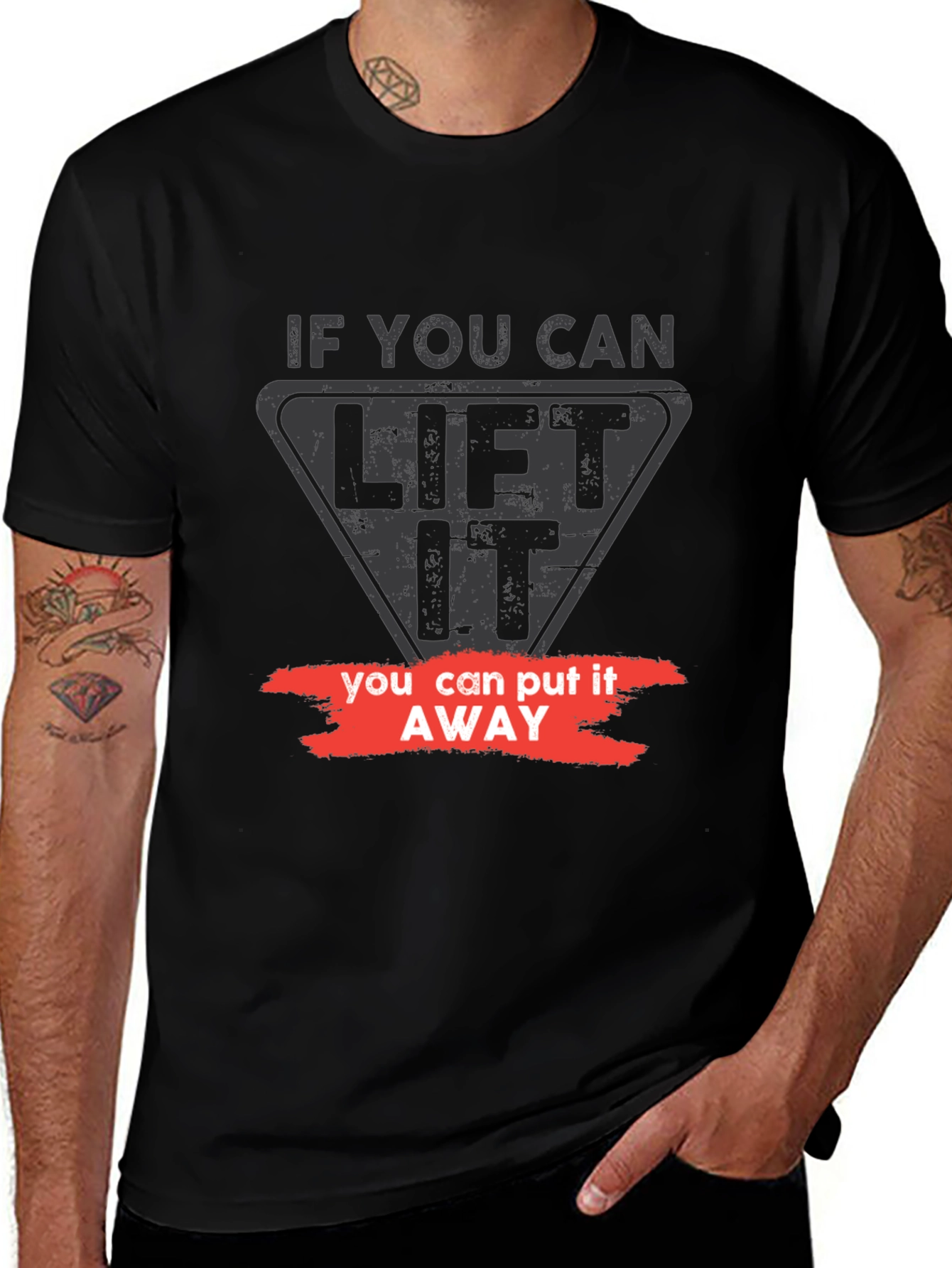 Variant 23 of Lift It, Put It Away Black Graphic Tee