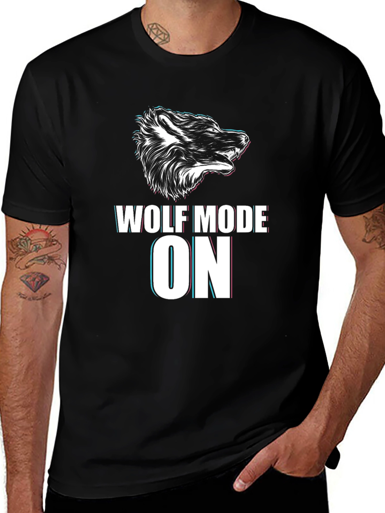 Variant 12 of Wolf Mode ON Graphic T-Shirt - Black