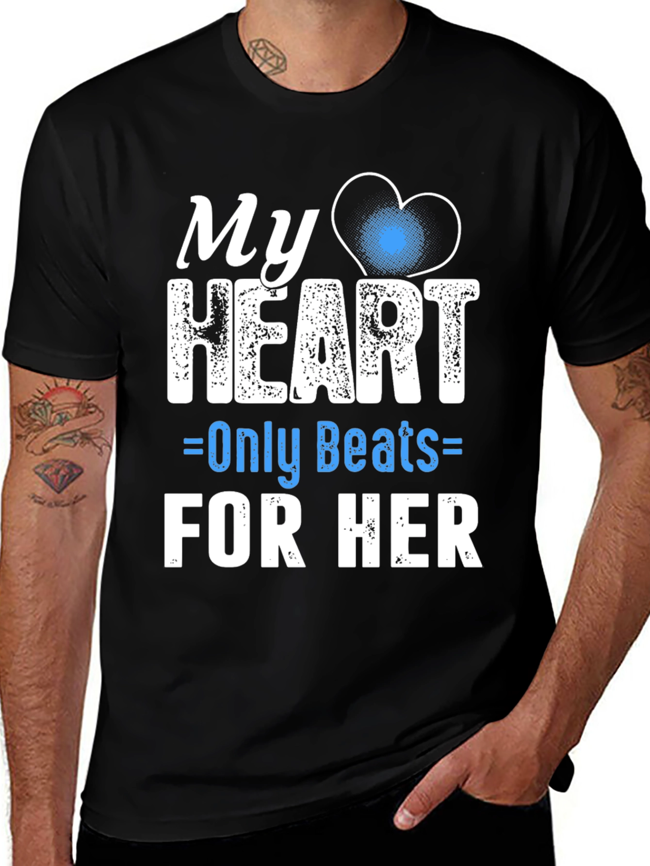 Black My Heart Only Beats For Her - Graphic Tee main image
