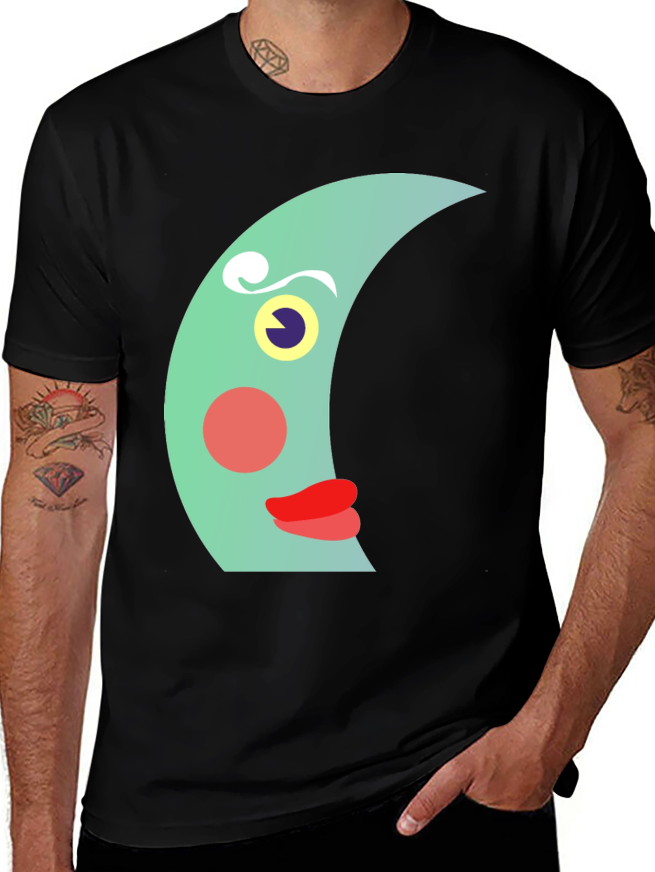 Variant 20 of Whimsical Moon Face Graphic Tee