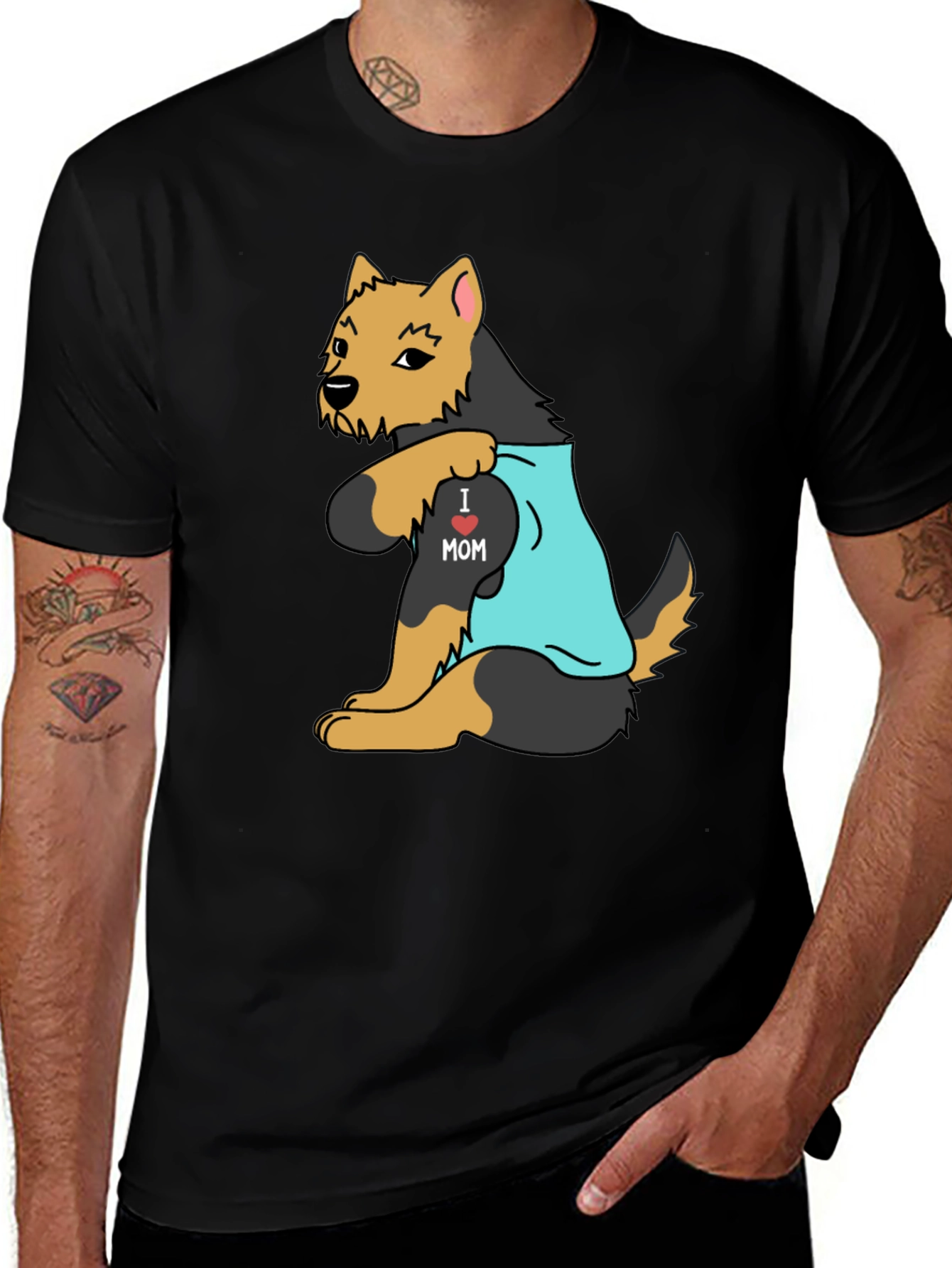 Variant 30 of Dog Lover T-Shirt - I Heart Mom Tattoo