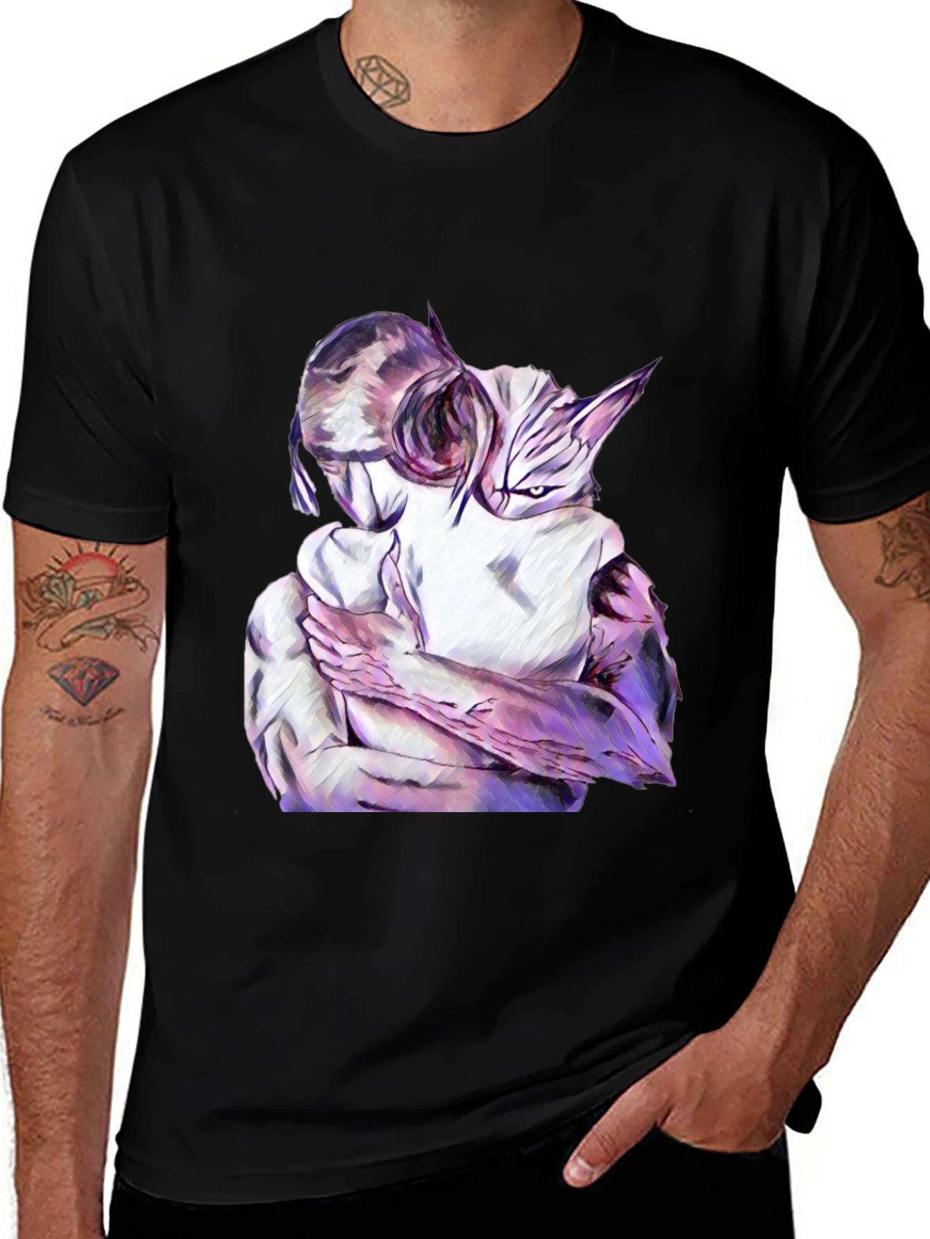 Variant 15 of Abstract Hug Graphic Black T-Shirt