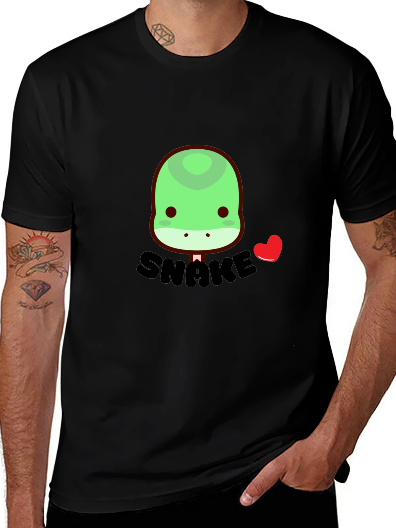 Variant 26 of Cute Snake Cartoon T-Shirt - Black