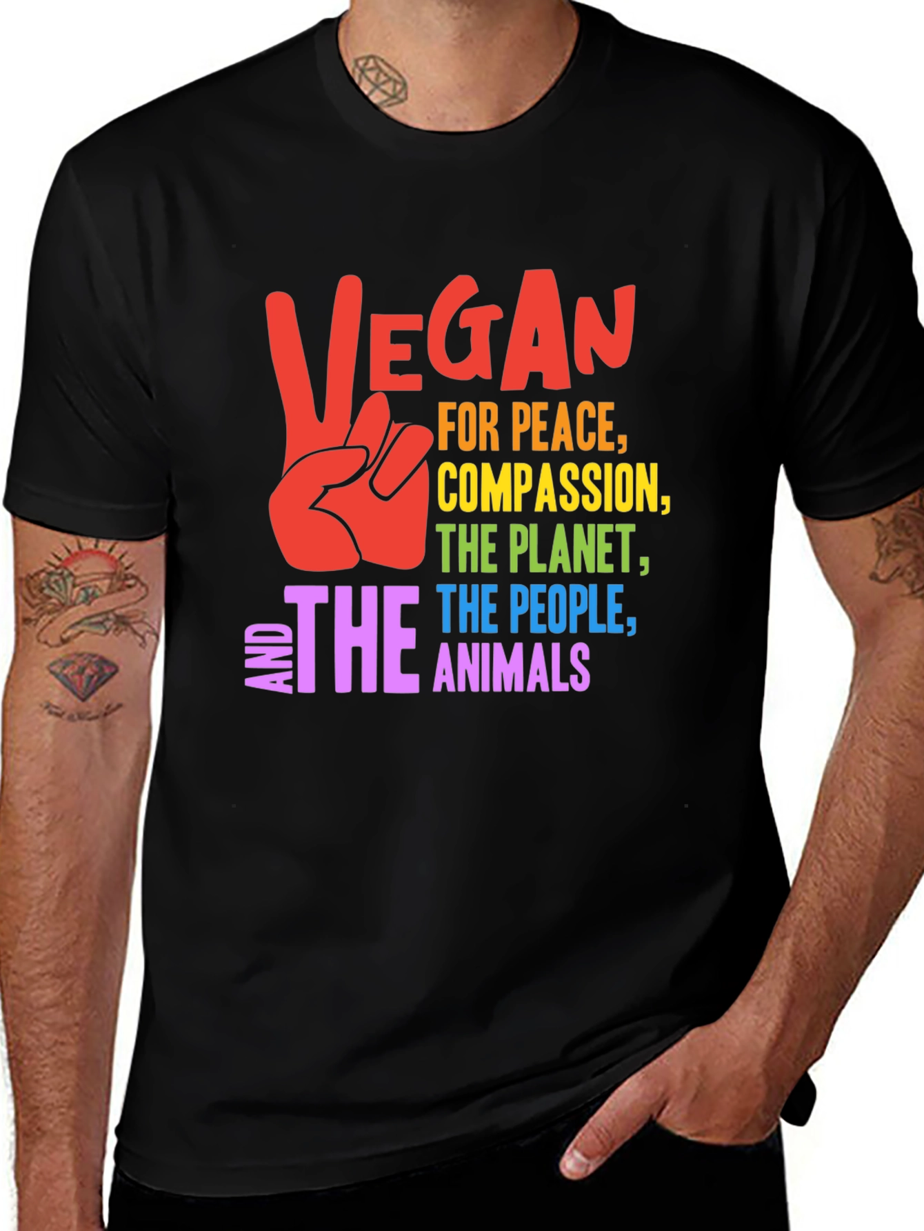 Variant 8 of Vegan Peace Compassion Planet Animals T-Shirt