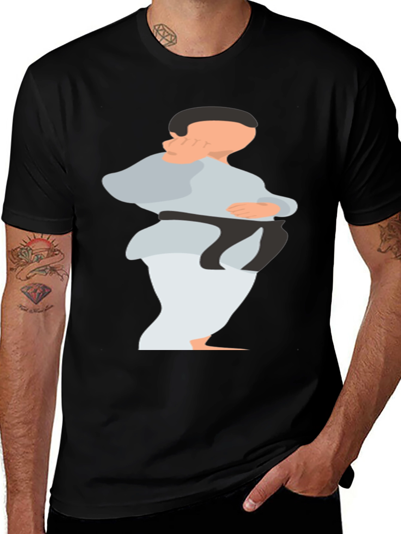 Black Karate Graphic T-Shirt - Black Cotton Blend main image