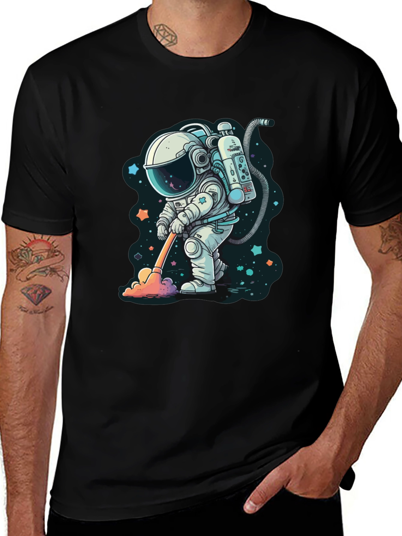 Variant 23 of Astronaut Sweeping Stars Graphic Tee