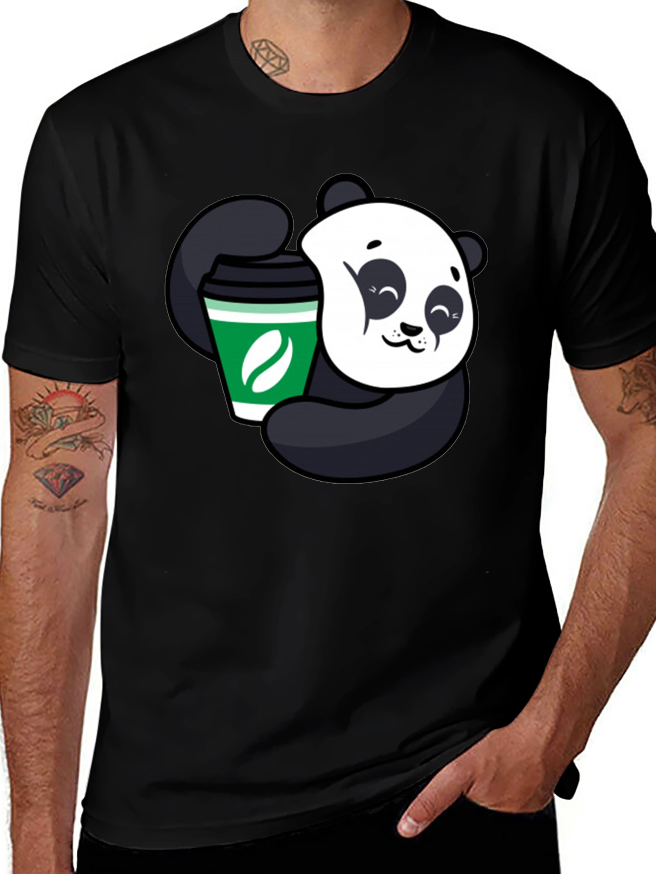 Variant 26 of Panda Coffee Lover Black T-Shirt