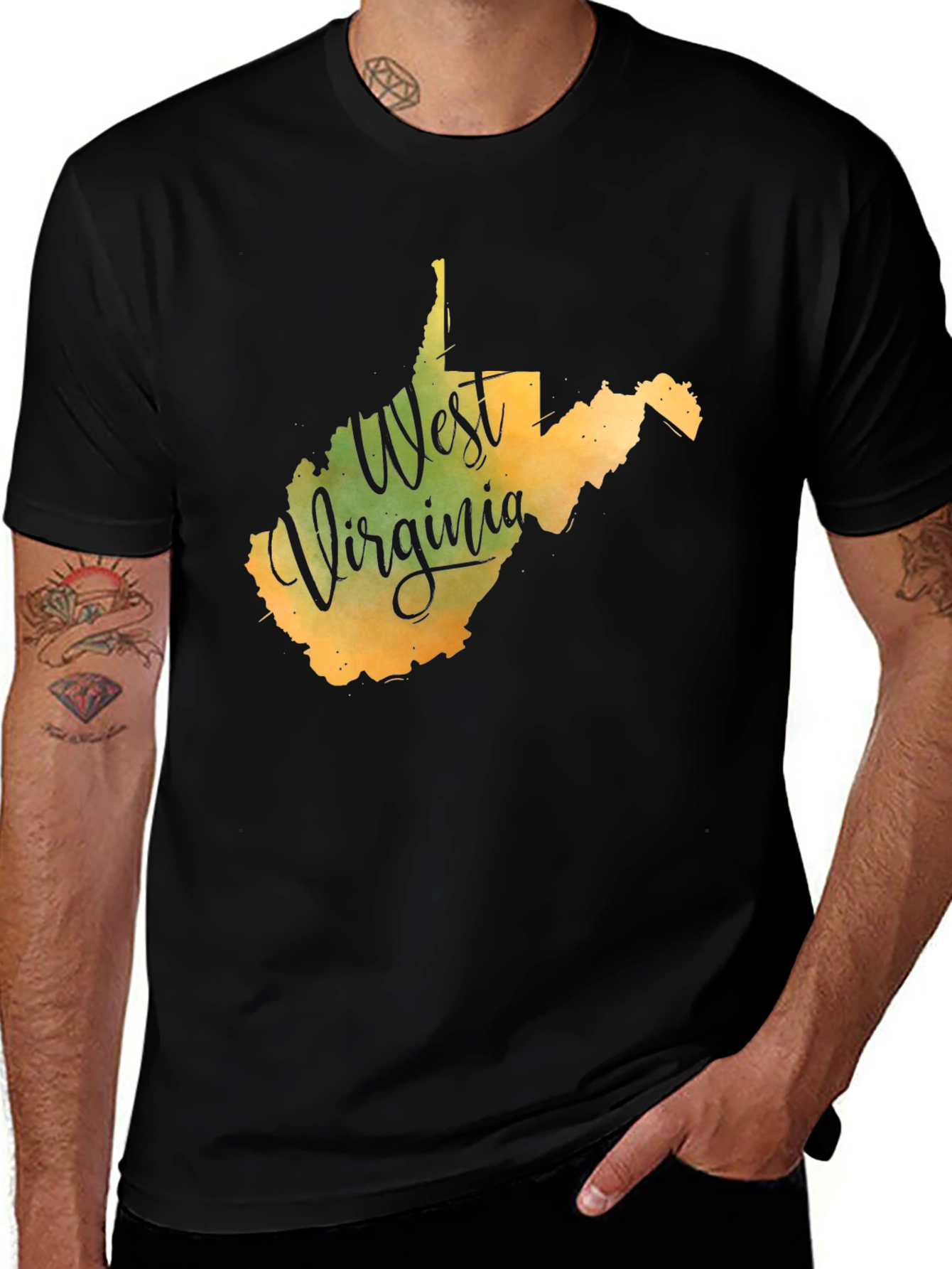 West Virginia State Map T-Shirt - Black