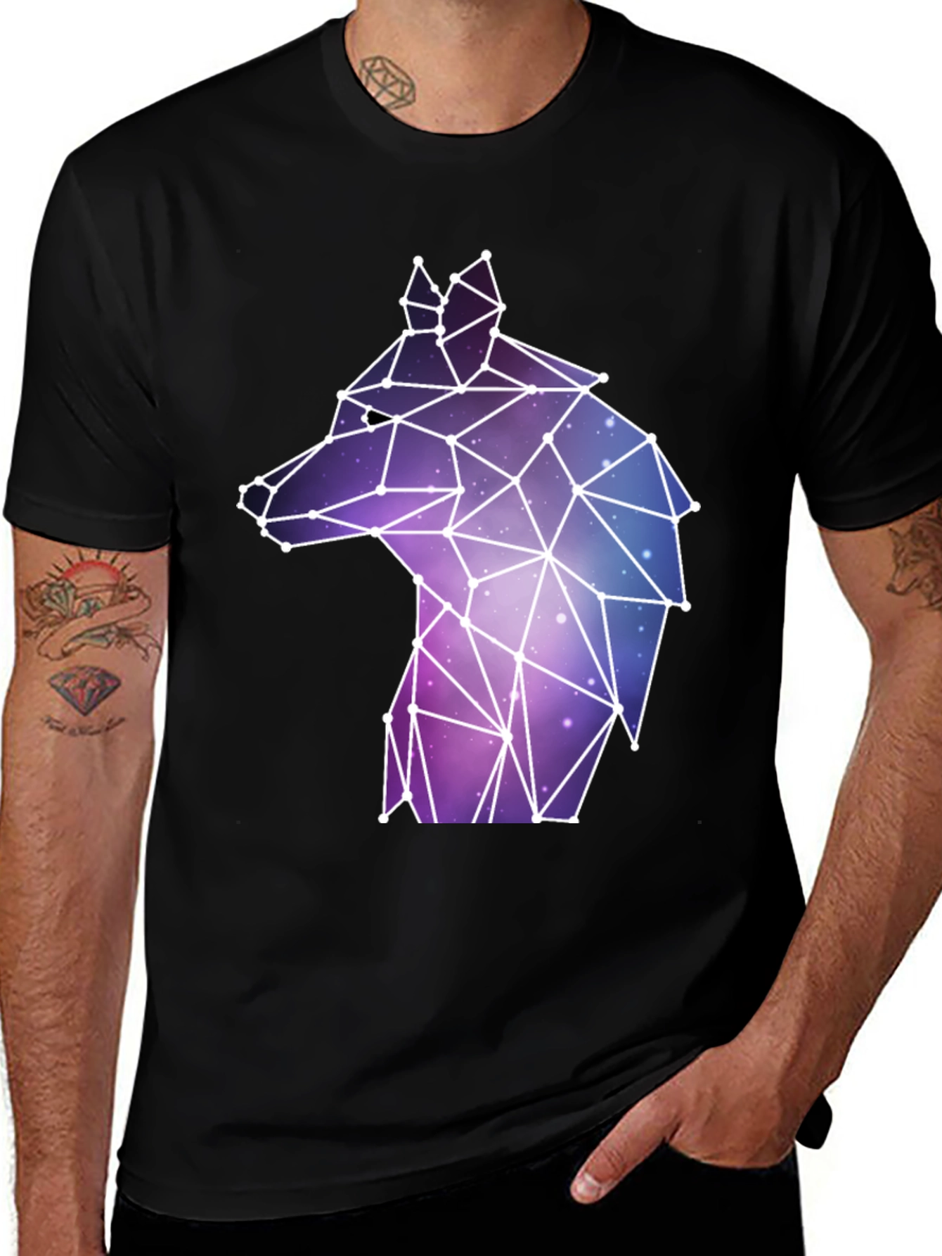 Variant 18 of Geometric Wolf Galaxy T-Shirt