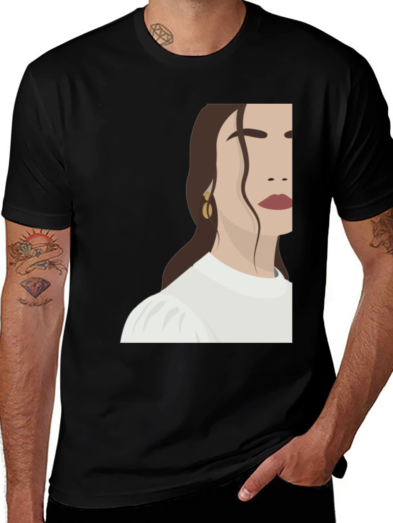 Variant 5 of Stylish Woman Graphic Print Black T-Shirt