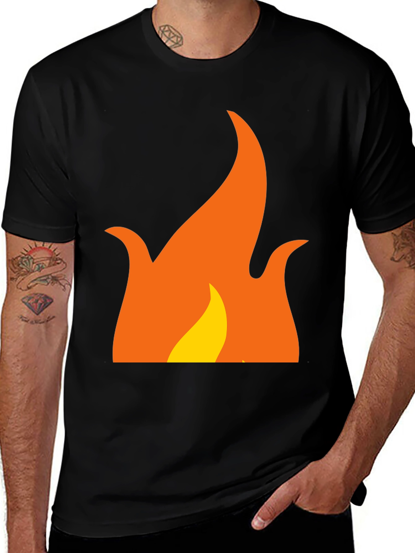 Variant 18 of Flame Graphic Tee - Black Cotton Casual Shirt