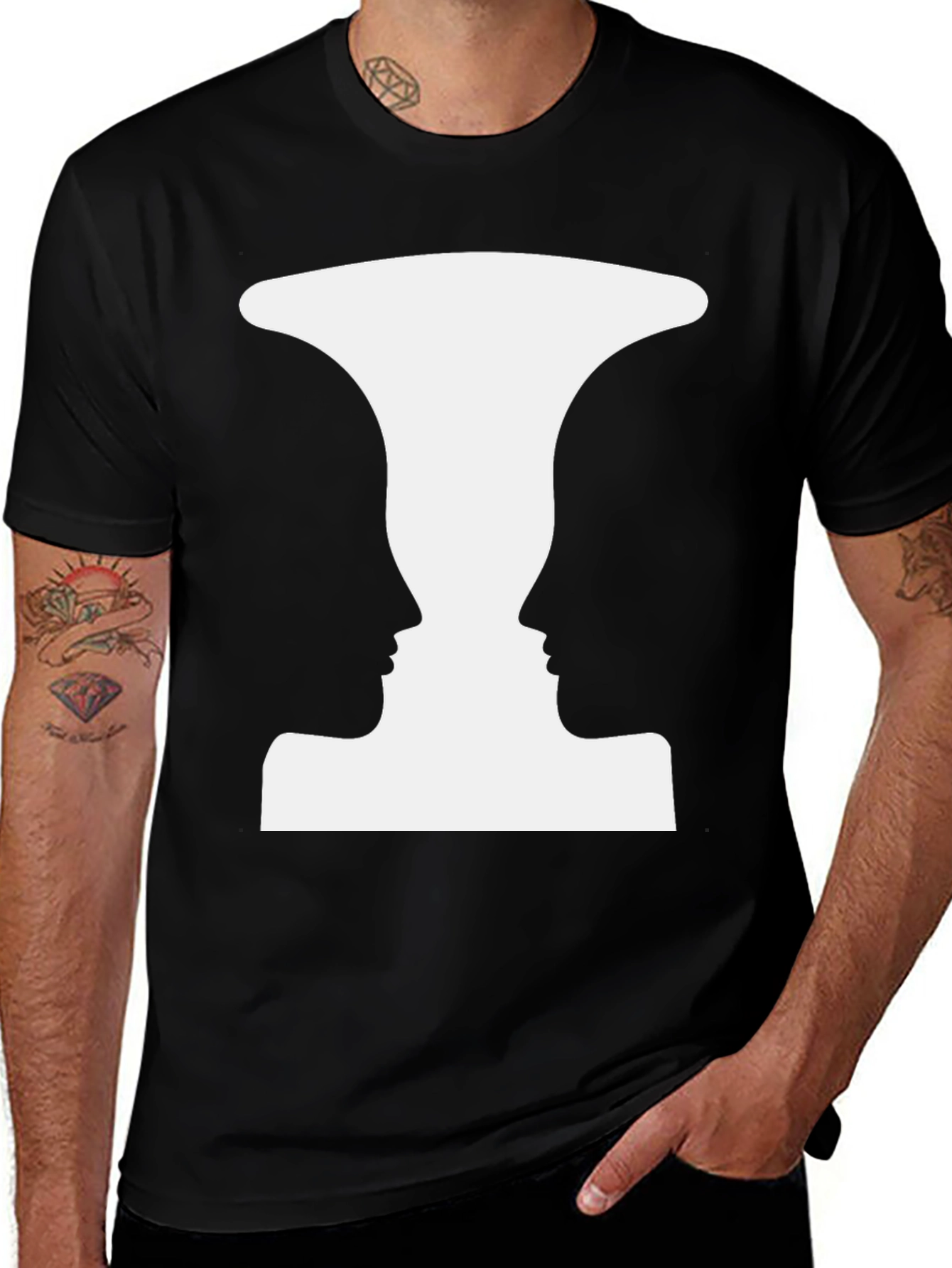 Variant 22 of Optical Illusion T-Shirt: Faces or Vase?