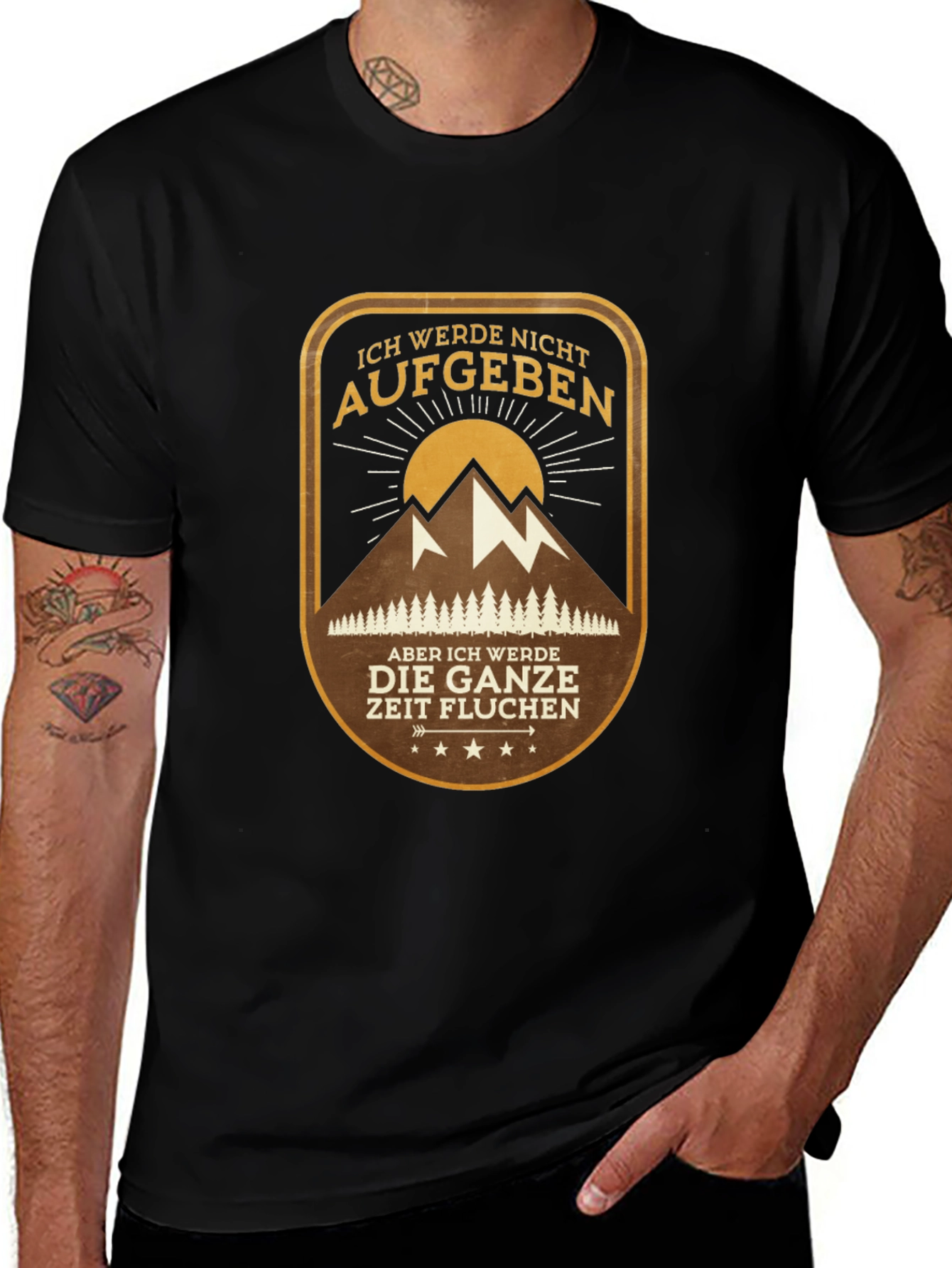 Variant 23 of Mountain Hiking Graphic Tee - 'Never Give Up'