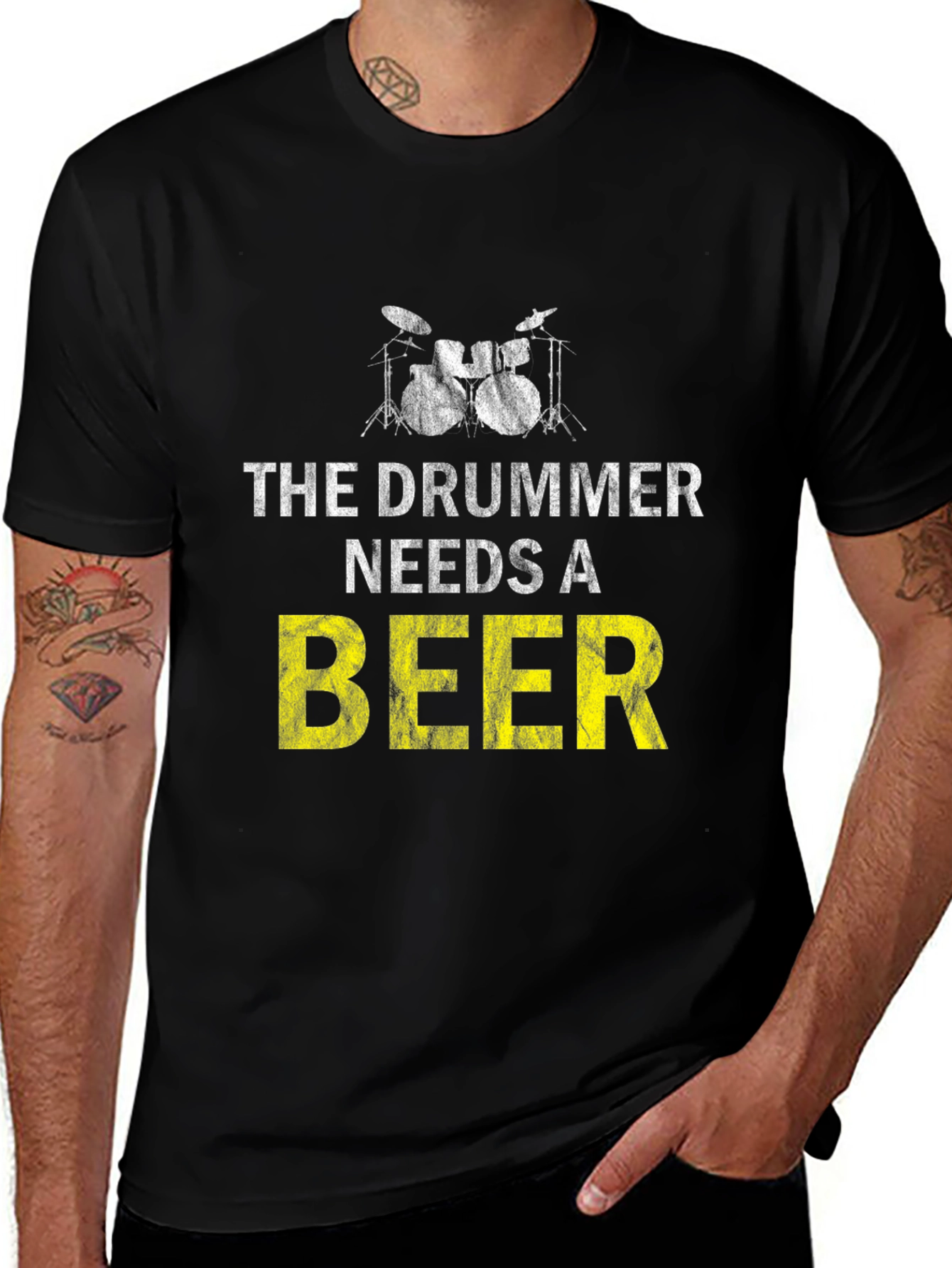 Variant 15 of Drummer Needs Beer T-Shirt - Music Lover Tee