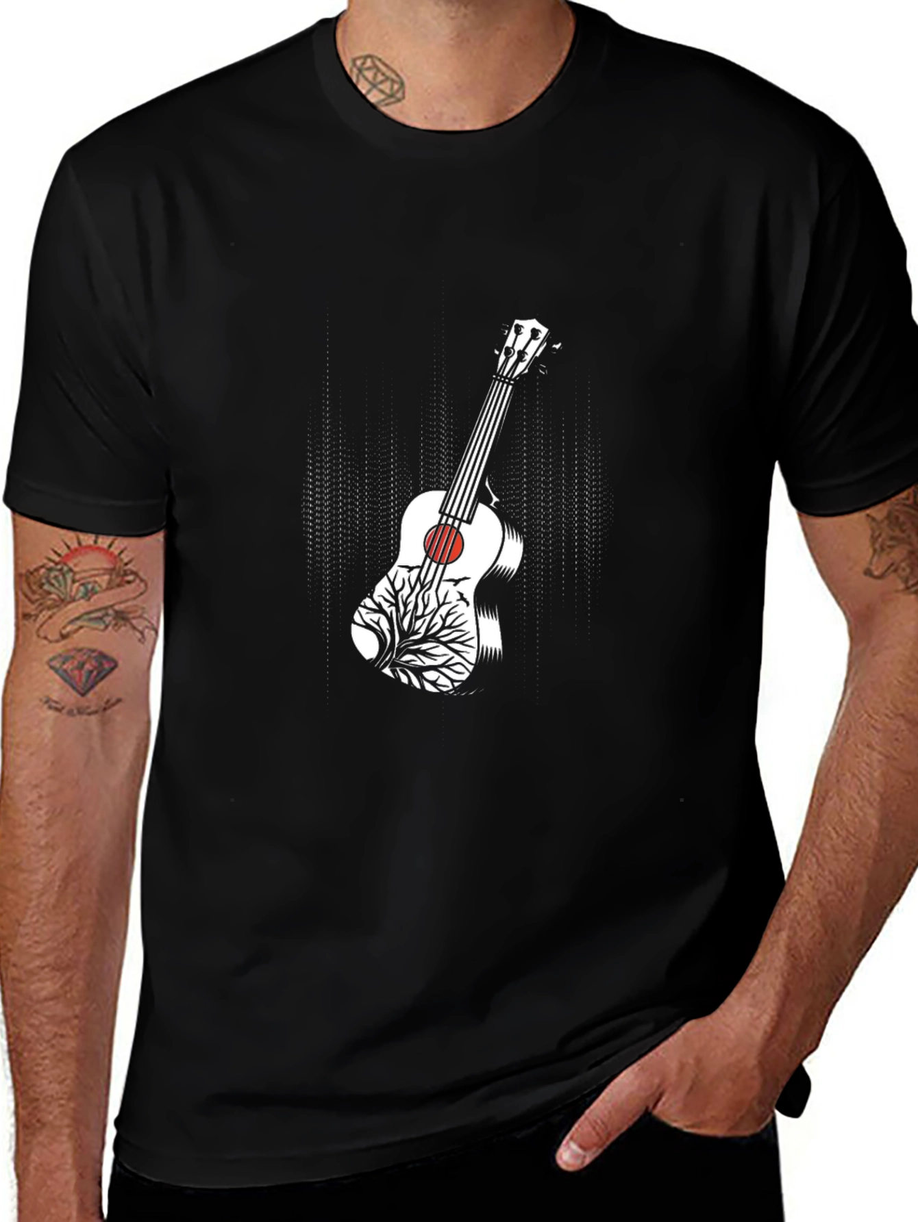 Variant 15 of Guitar Tree Graphic T-Shirt - Black