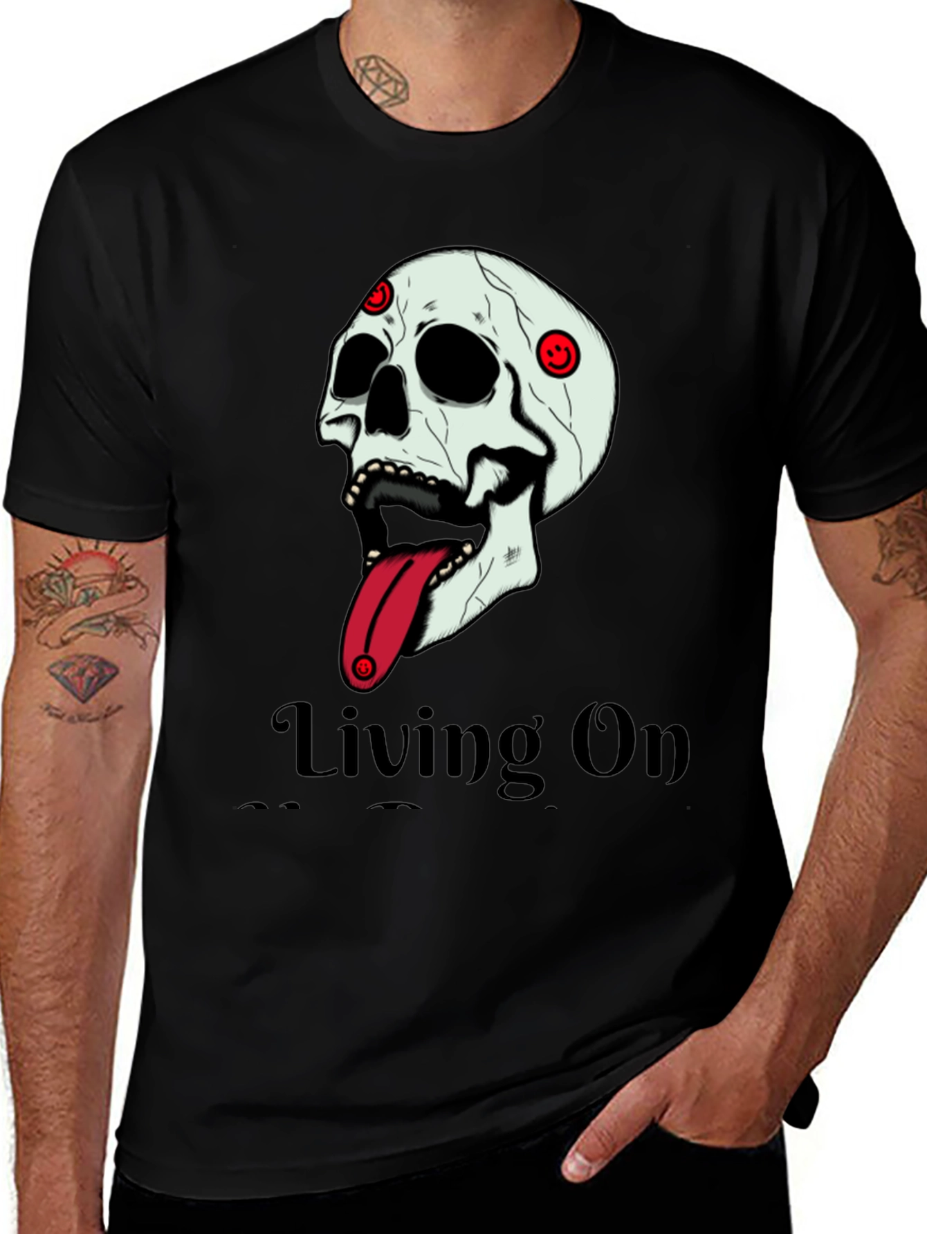 Variant 19 of Living On T-Shirt: Skull Tongue Graphic Tee