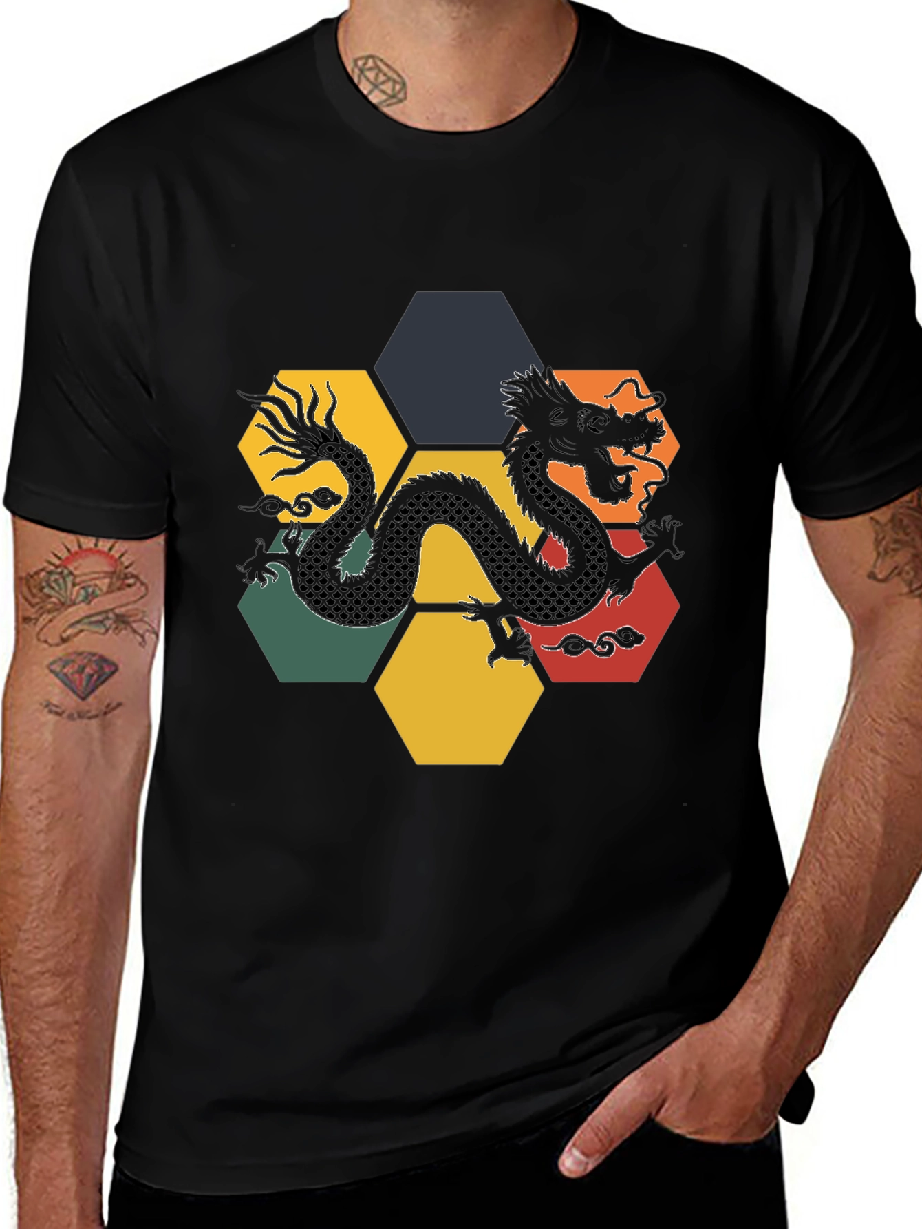 Variant 20 of Dragon Hexagon T-Shirt - Unique Graphic Tee