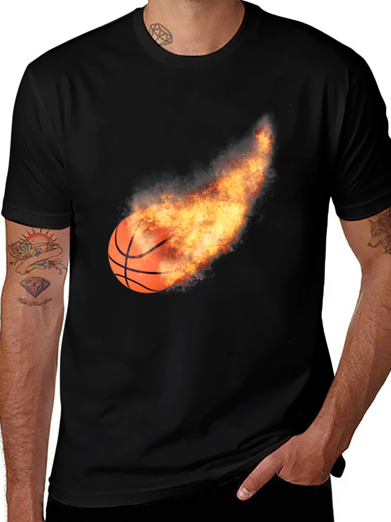 Variant 17 of Flaming Basketball Graphic Tee