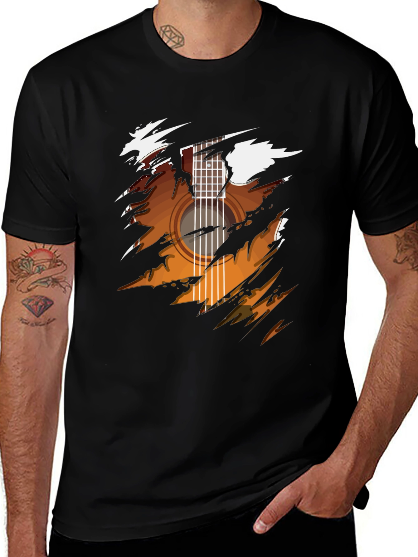 Variant 9 of Guitar Graphic Black T-Shirt - Music Lover Tee