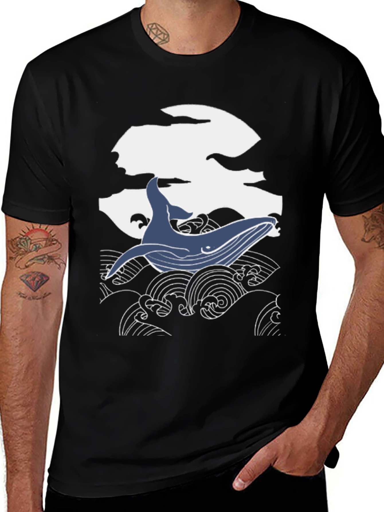 Whale Wave Graphic T-Shirt - Nautical Tee