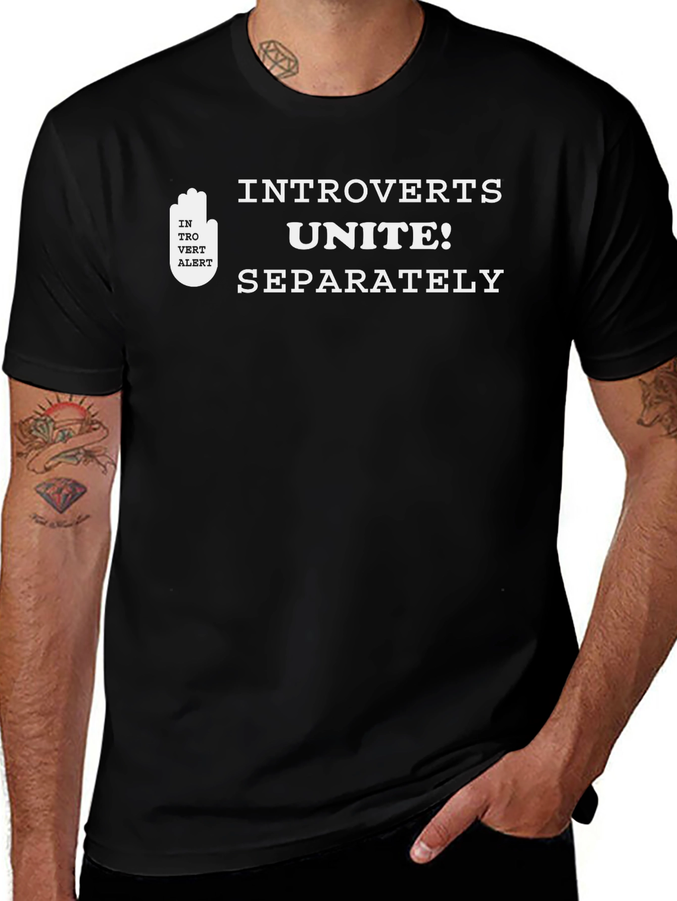 Variant 29 of Introverts Unite T-Shirt - Black