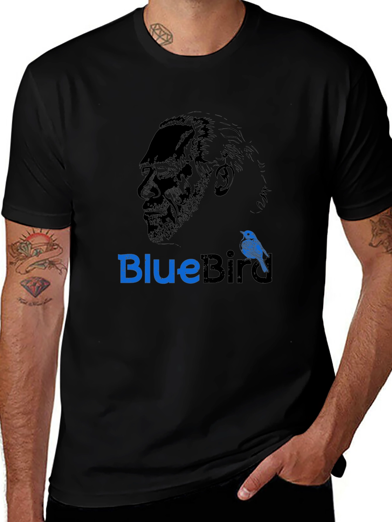 Variant 28 of Men's Black BlueBird Graphic T-Shirt