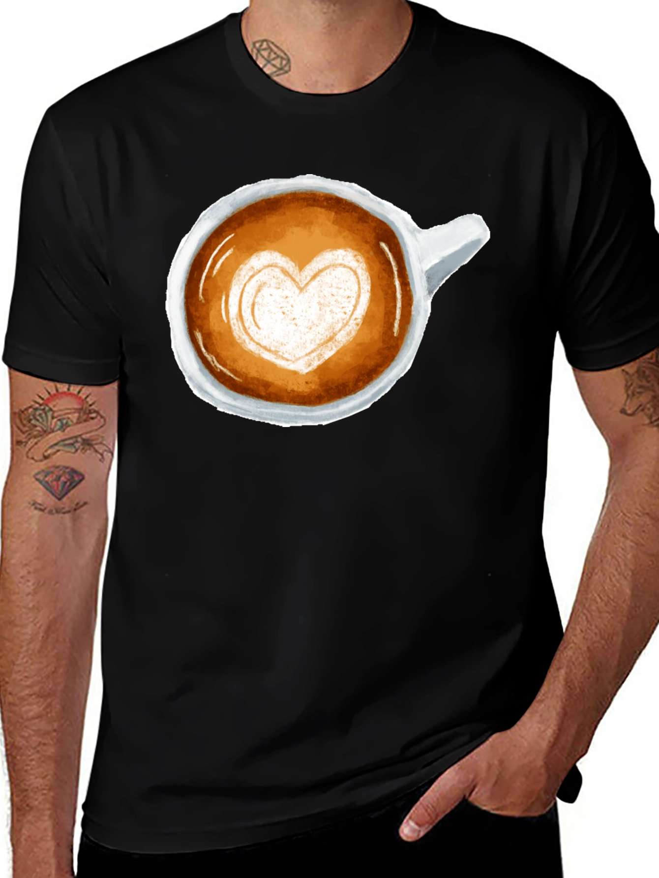 Latte Art Heart Black T-Shirt