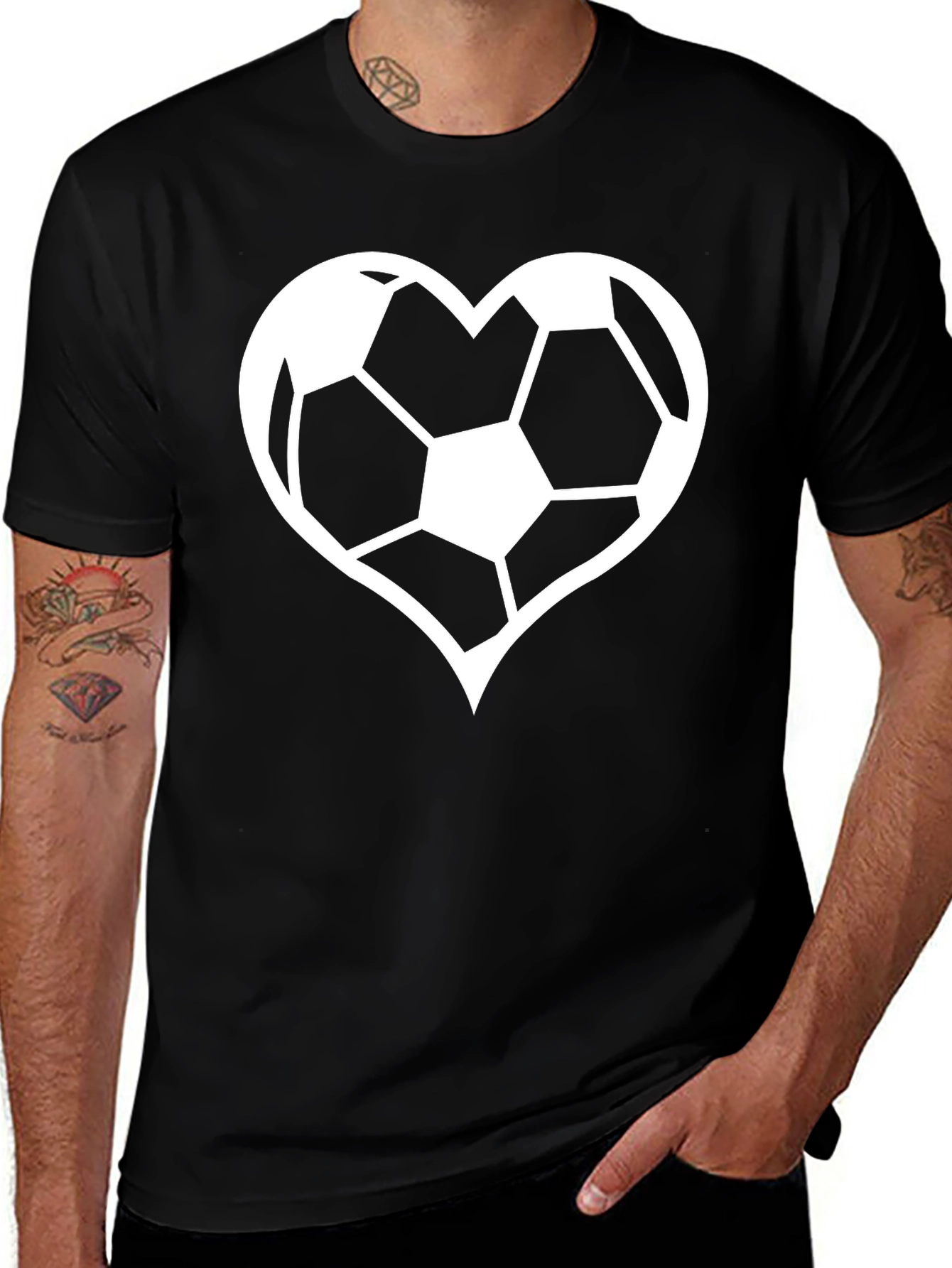 Variant 10 of Soccer Heart T-Shirt - Black, Graphic Tee