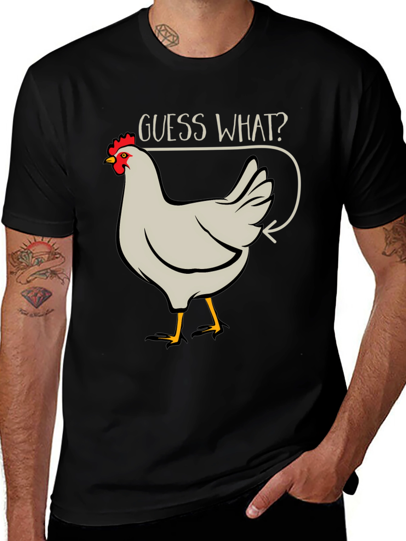 Variant 20 of Guess What? Chicken Butt Men's Black T-Shirt
