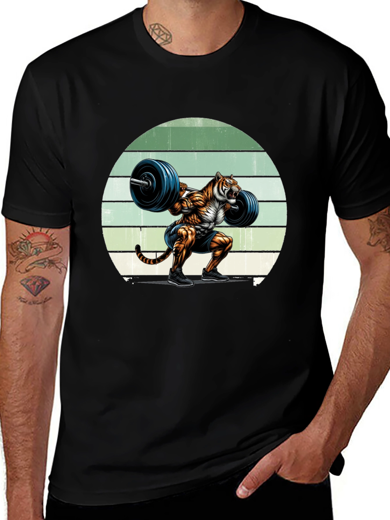 Black Tiger Barbell T-Shirt - Workout Apparel main image