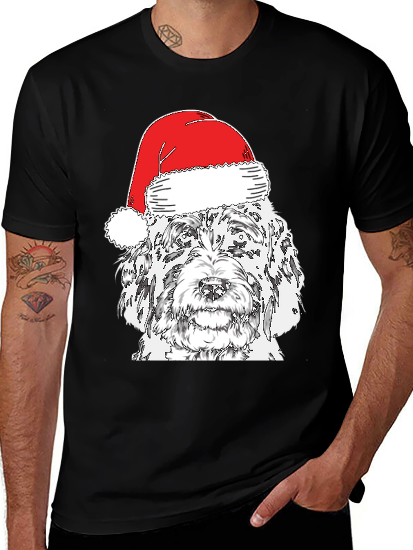 Variant 12 of Festive Dog Santa Hat T-Shirt