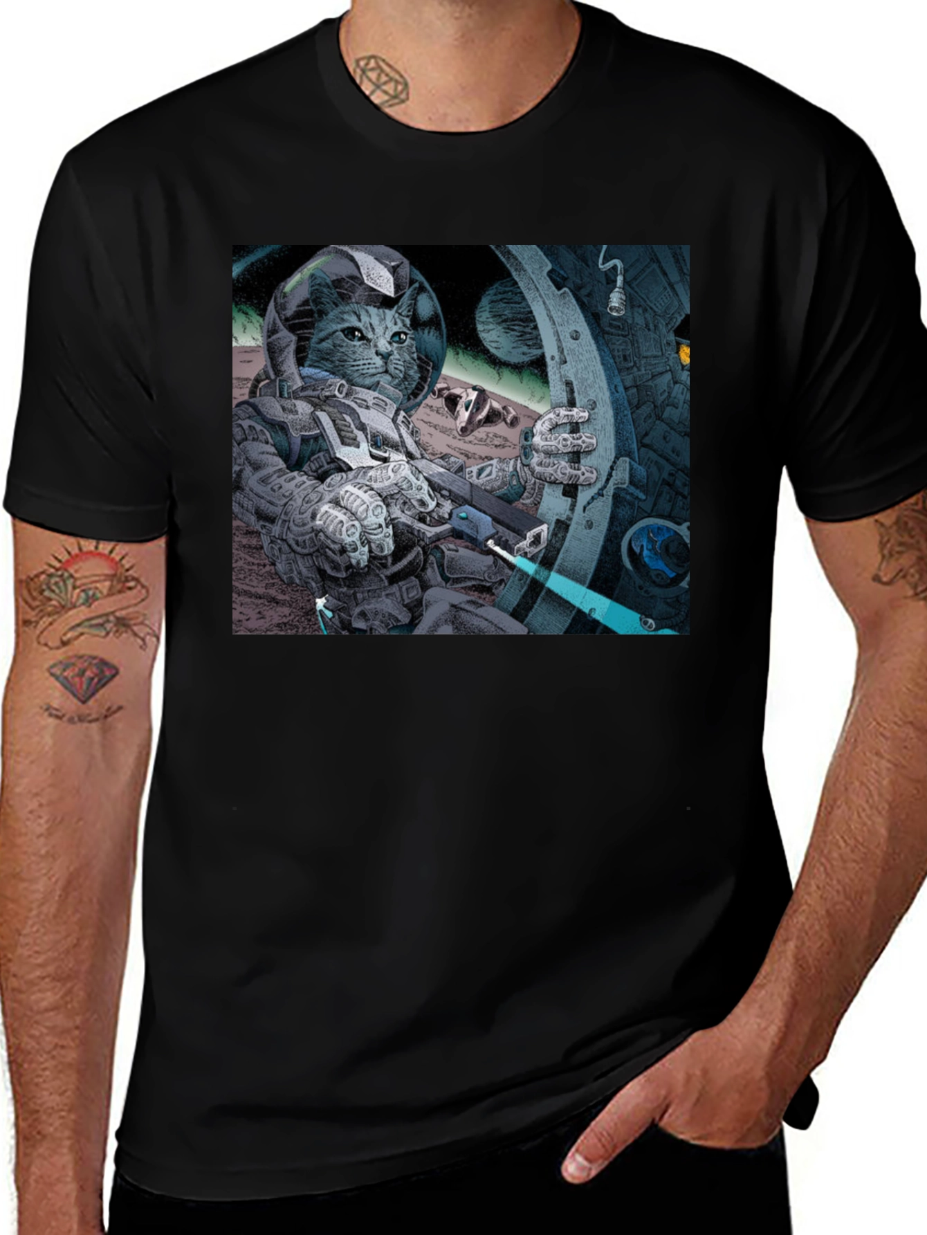 Variant 13 of Cosmic Cat Astronaut T-Shirt - Cool Graphic Tee