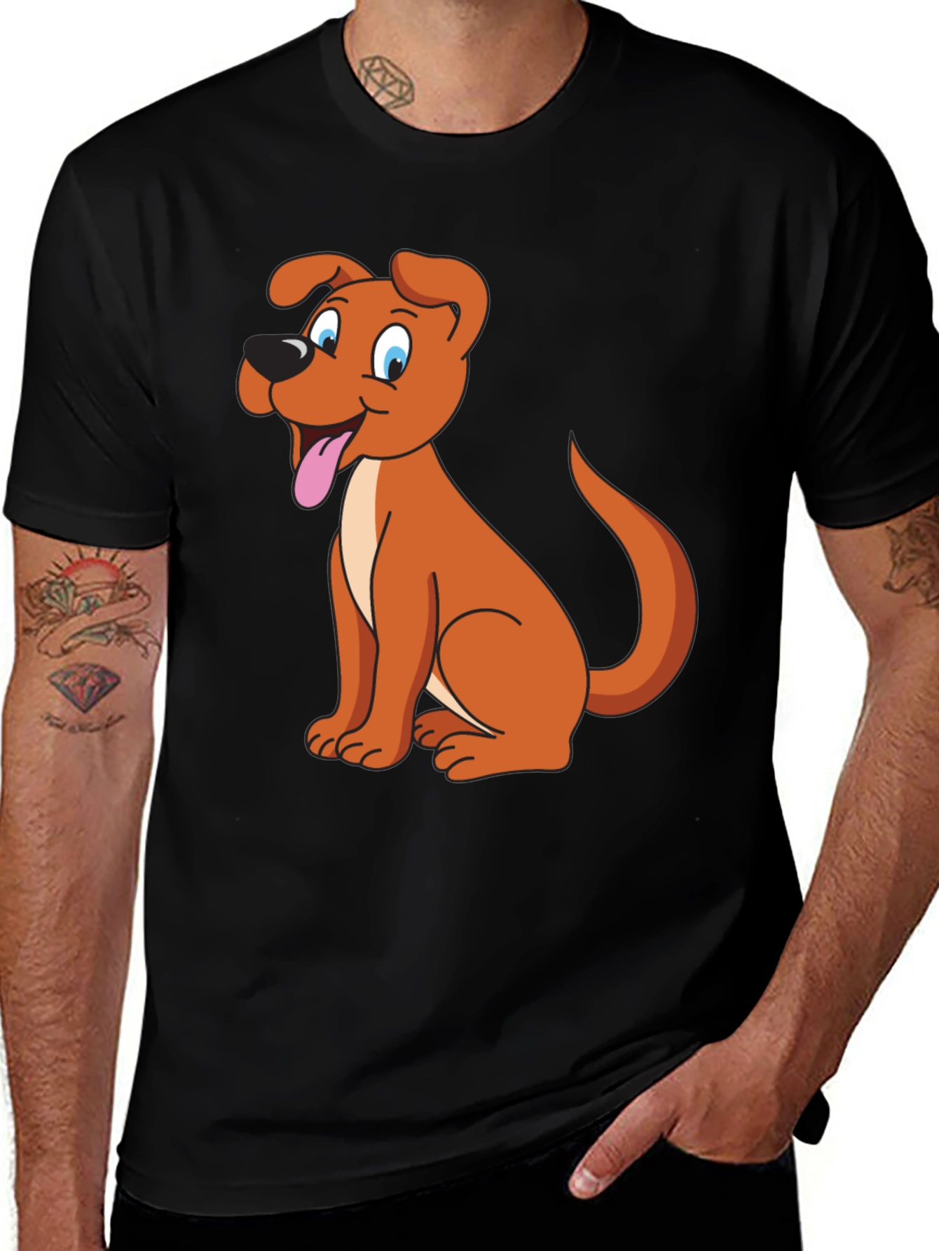 Variant 21 of Cartoon Dog Graphic Tee - Black