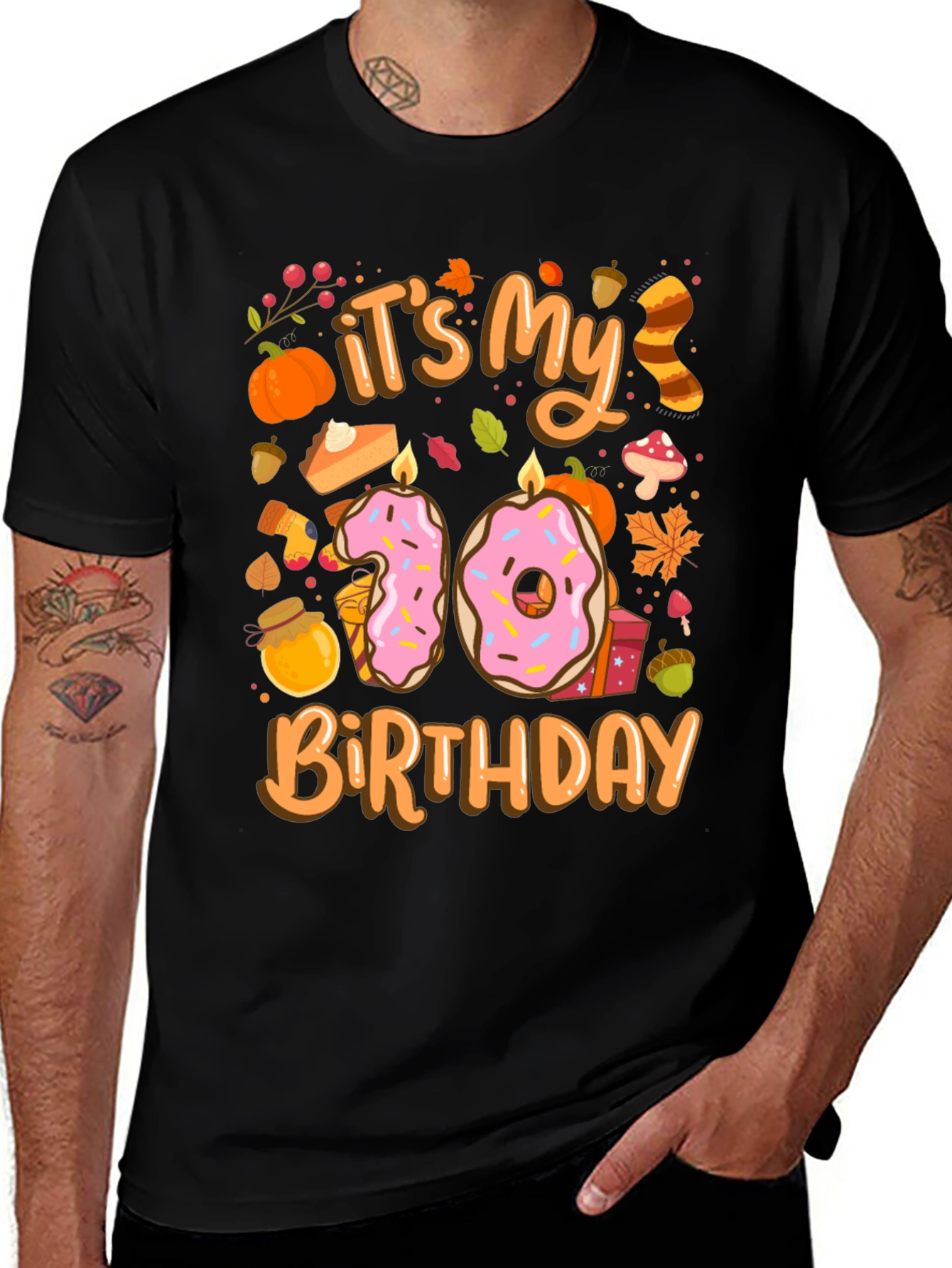 Fall Birthday T-Shirt - Tenth Birthday Autumn Design