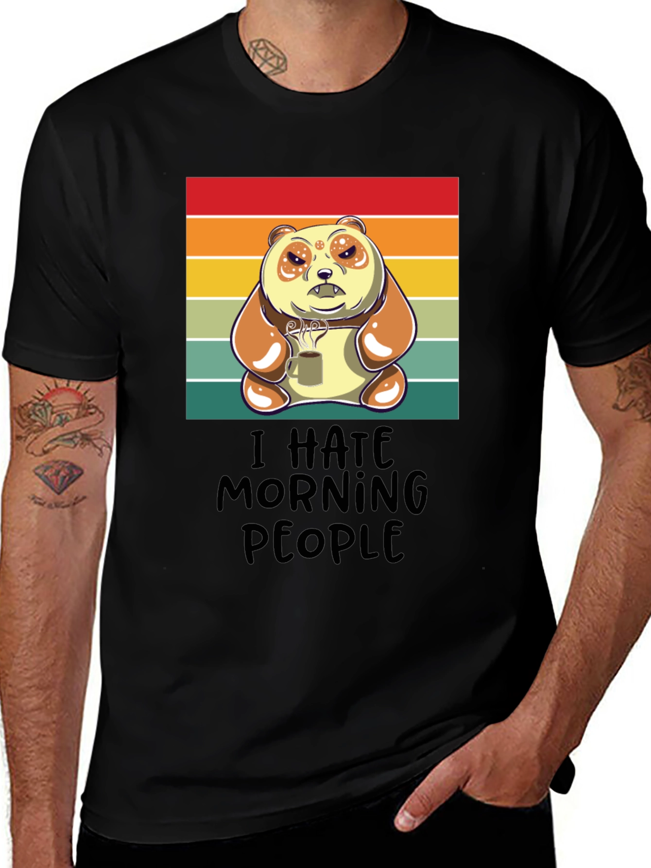 Grumpy Panda Coffee T-Shirt - "I Hate Morning People"