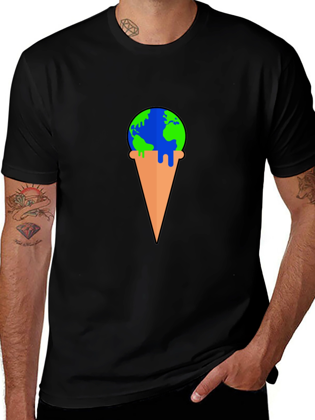 Variant 20 of Earth Ice Cream Cone Graphic T-Shirt