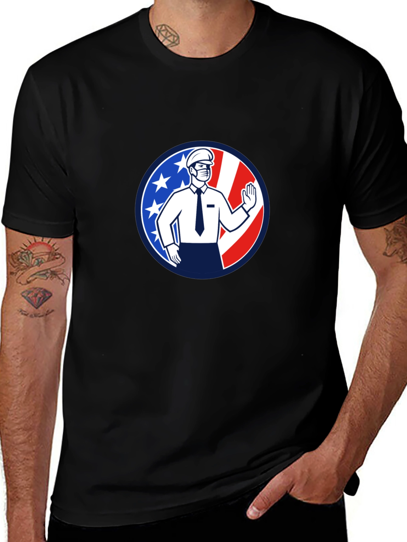 Patriotic Masked Worker Graphic Tee