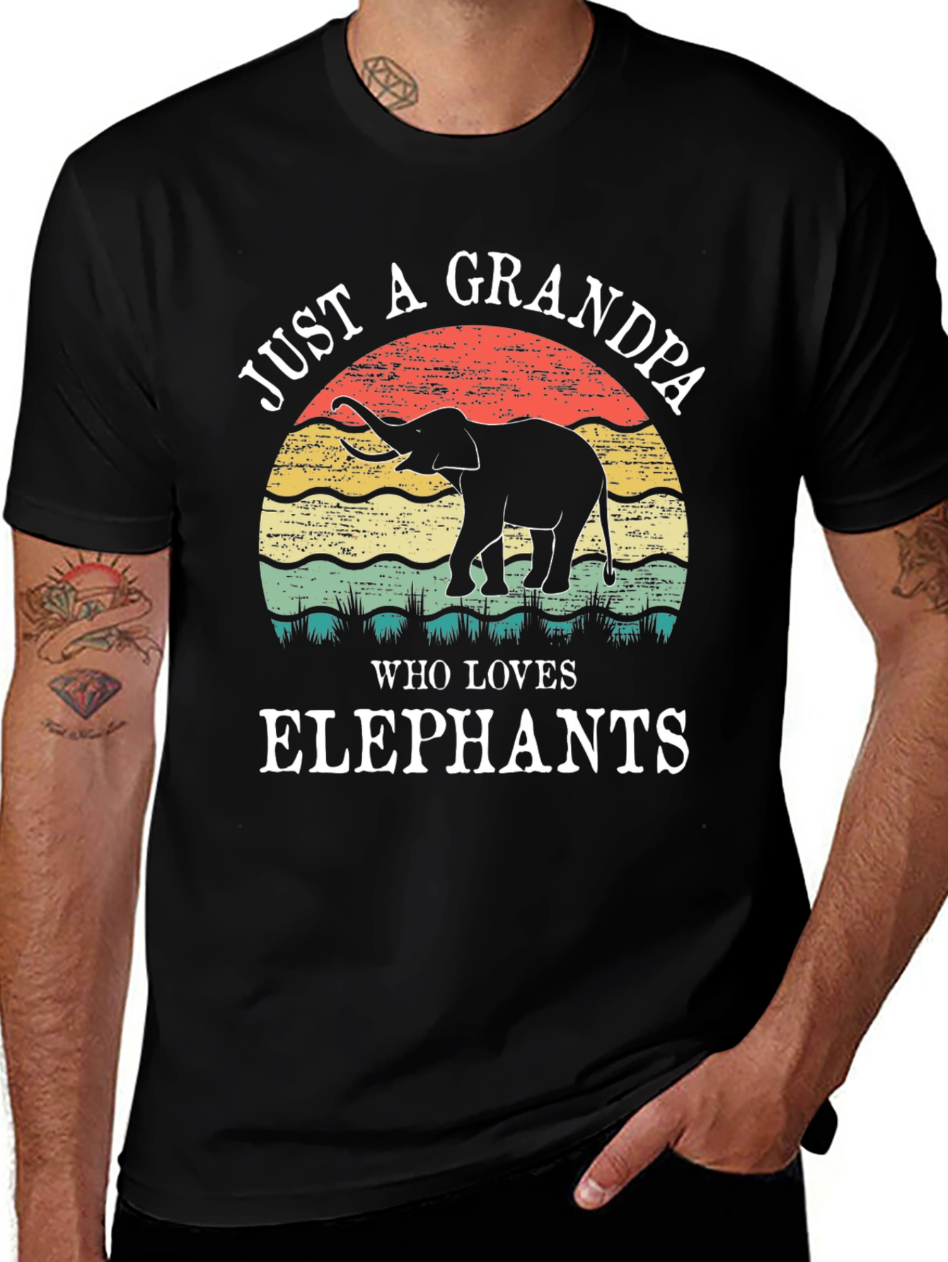 Variant 9 of Elephant Grandpa Graphic Tee - Perfect Gift!