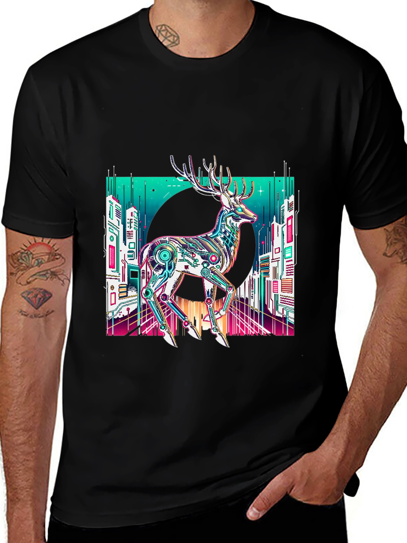 Variant 17 of Cyberpunk Deer Graphic T-Shirt