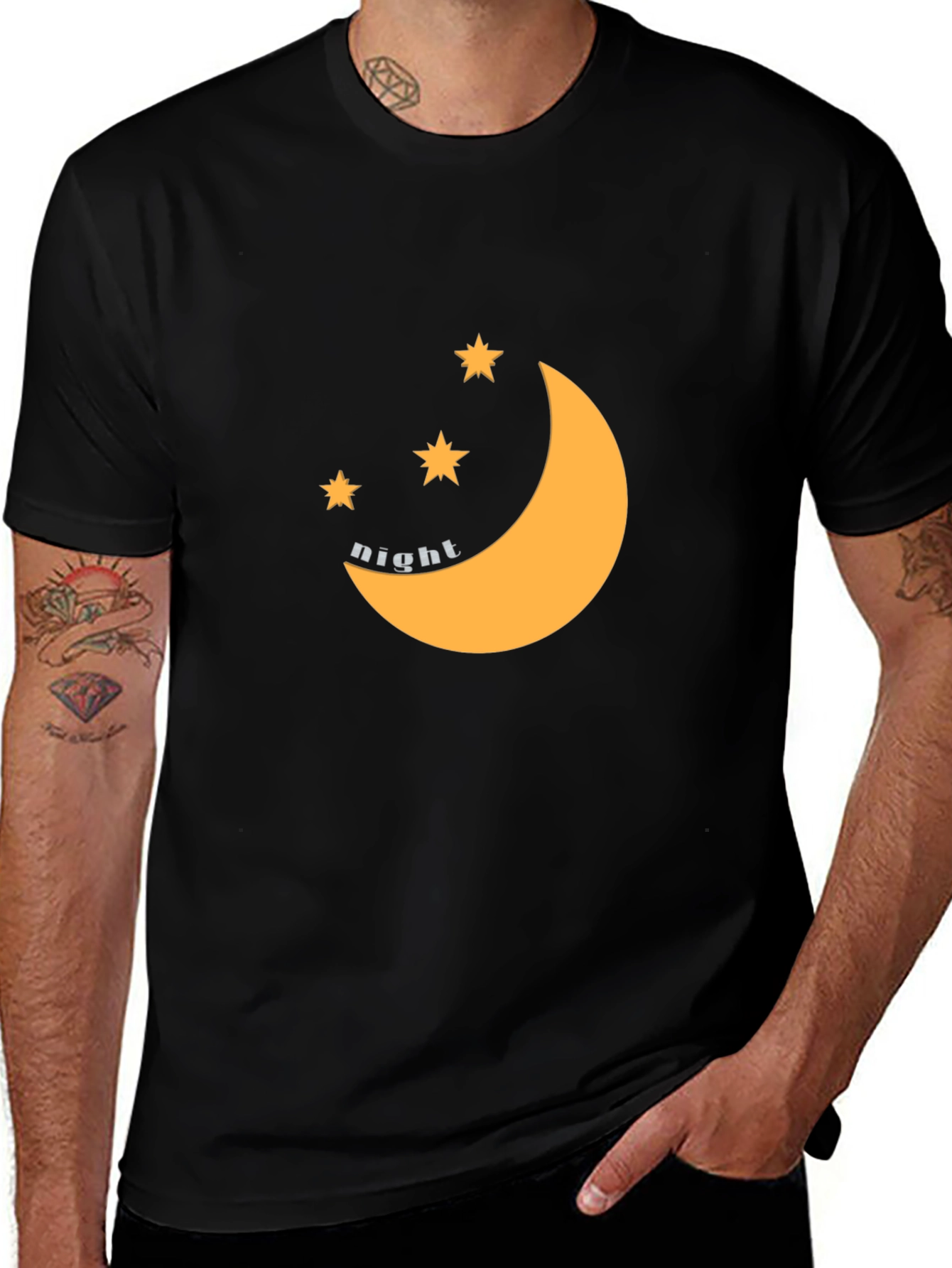 Variant 15 of Night Sky Graphic Tee - Black Cotton Blend